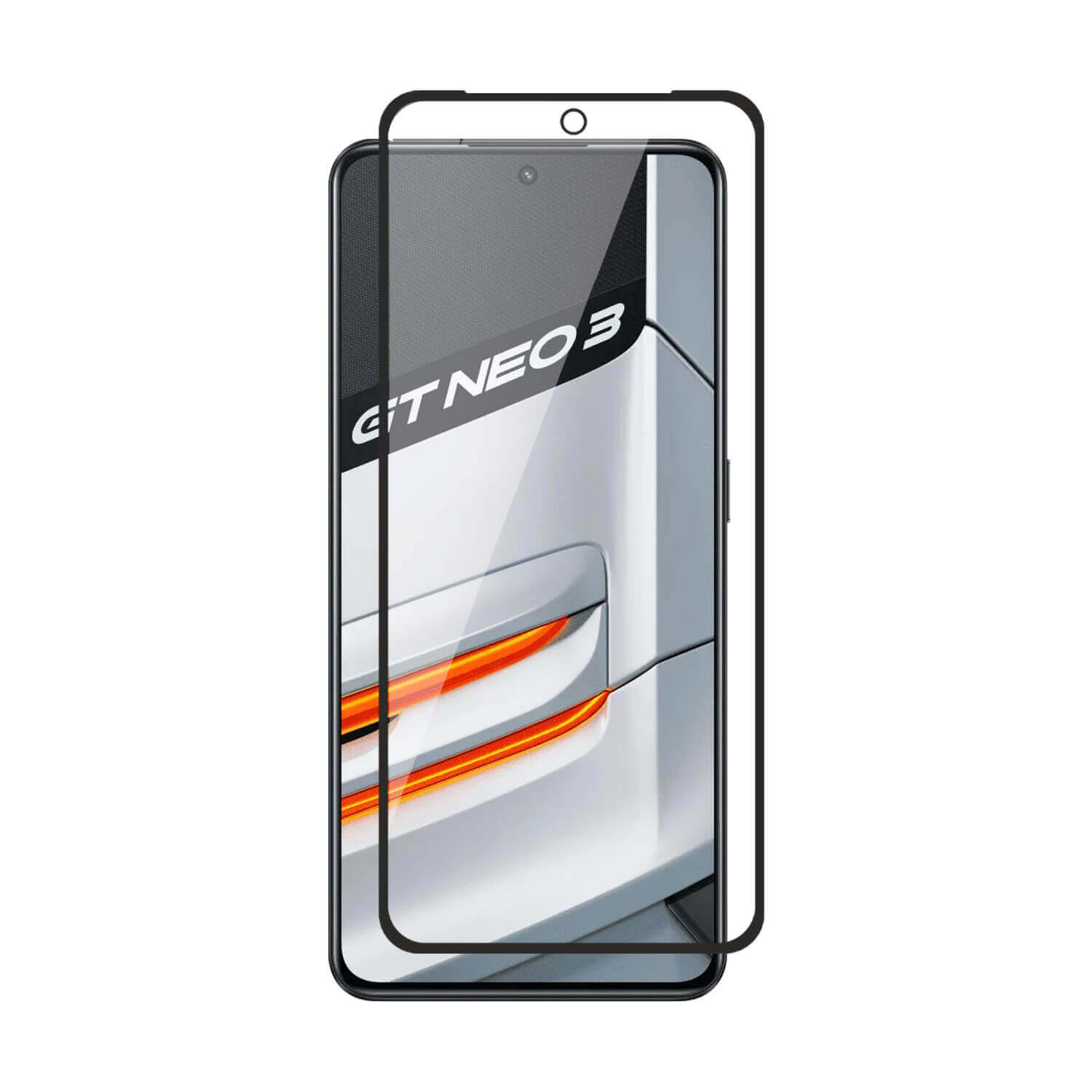 Tempered Glass for Realme GT Neo 3 (Black) , Edge to Edge , Pack of 1