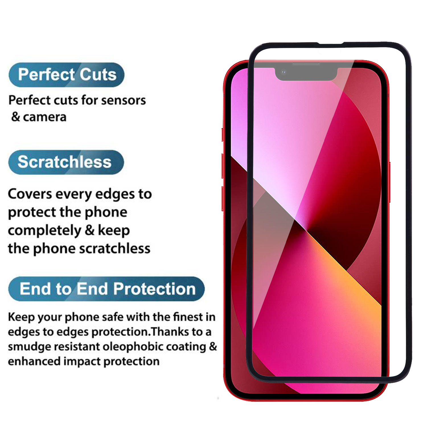 Tempered Glass for Apple iPhone 13 / 13 Pro / 14 Edge to Edge , Pack of 1