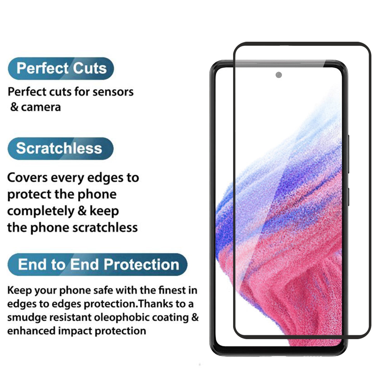 Tempered Glass for Samsung Galaxy A73 5G (Black) Edge to Edge , Pack of 1
