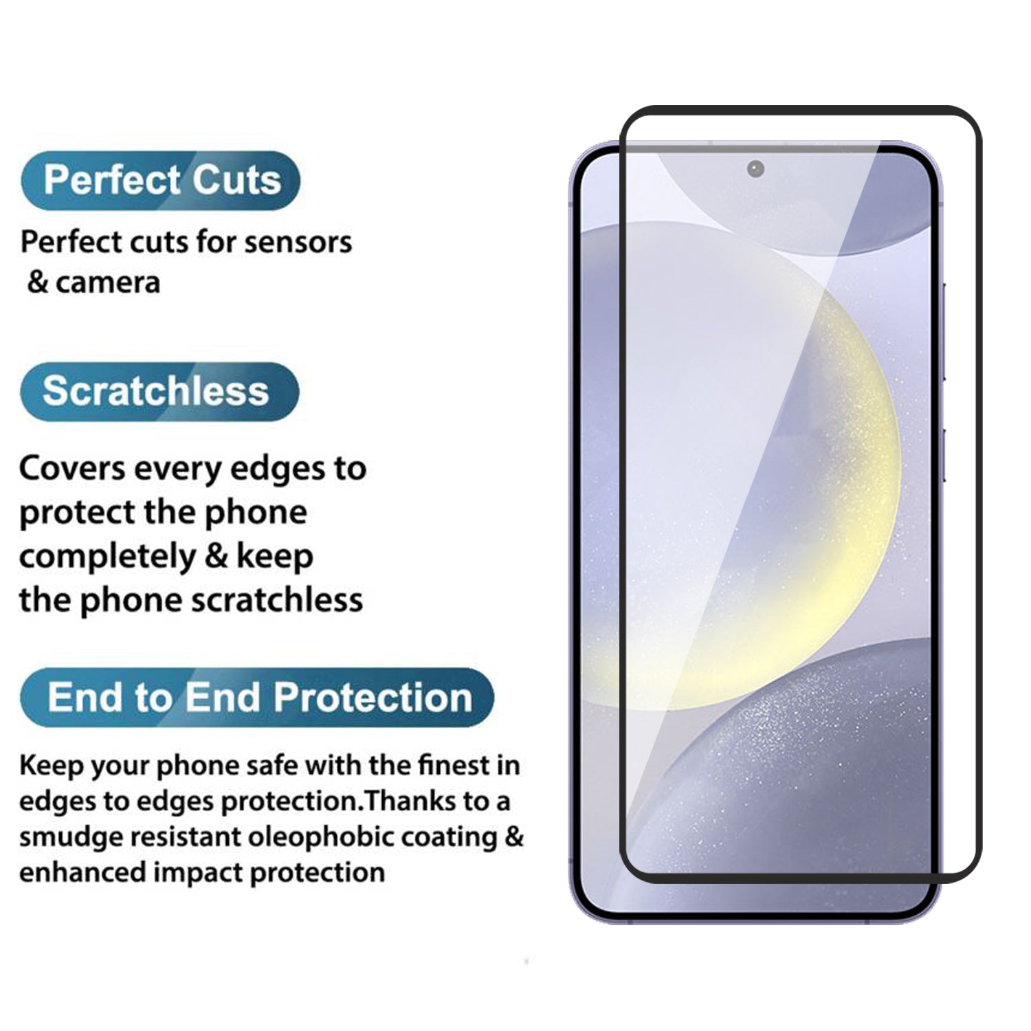 Tempered Glass for Samsung Galaxy S24 Plus / S25 Plus (Black) Edge to Edge , Pack of 1 ( No Guarantee for Finger Print )