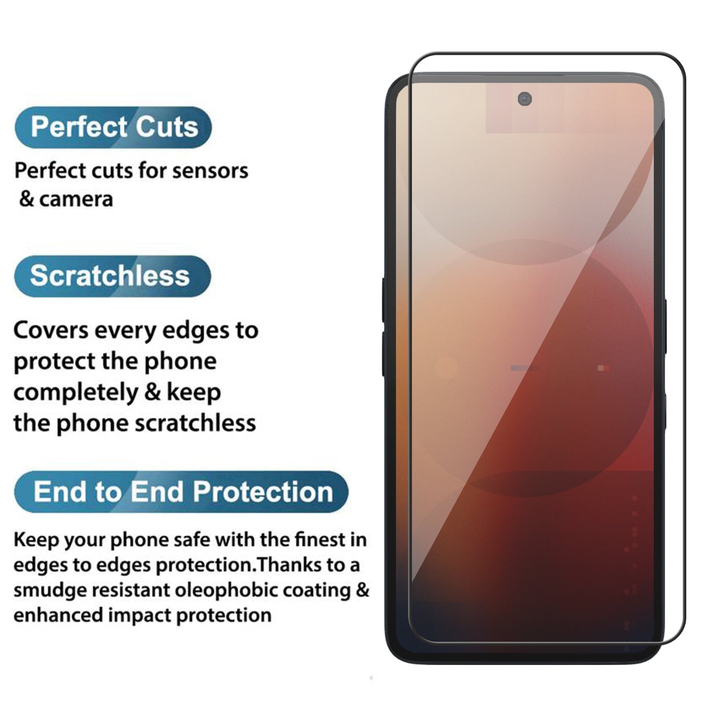 Tempered Glass for Nothing Phone 3A / Nothing Phone 3A Pro (Black) Edge to Edge , Pack of 1