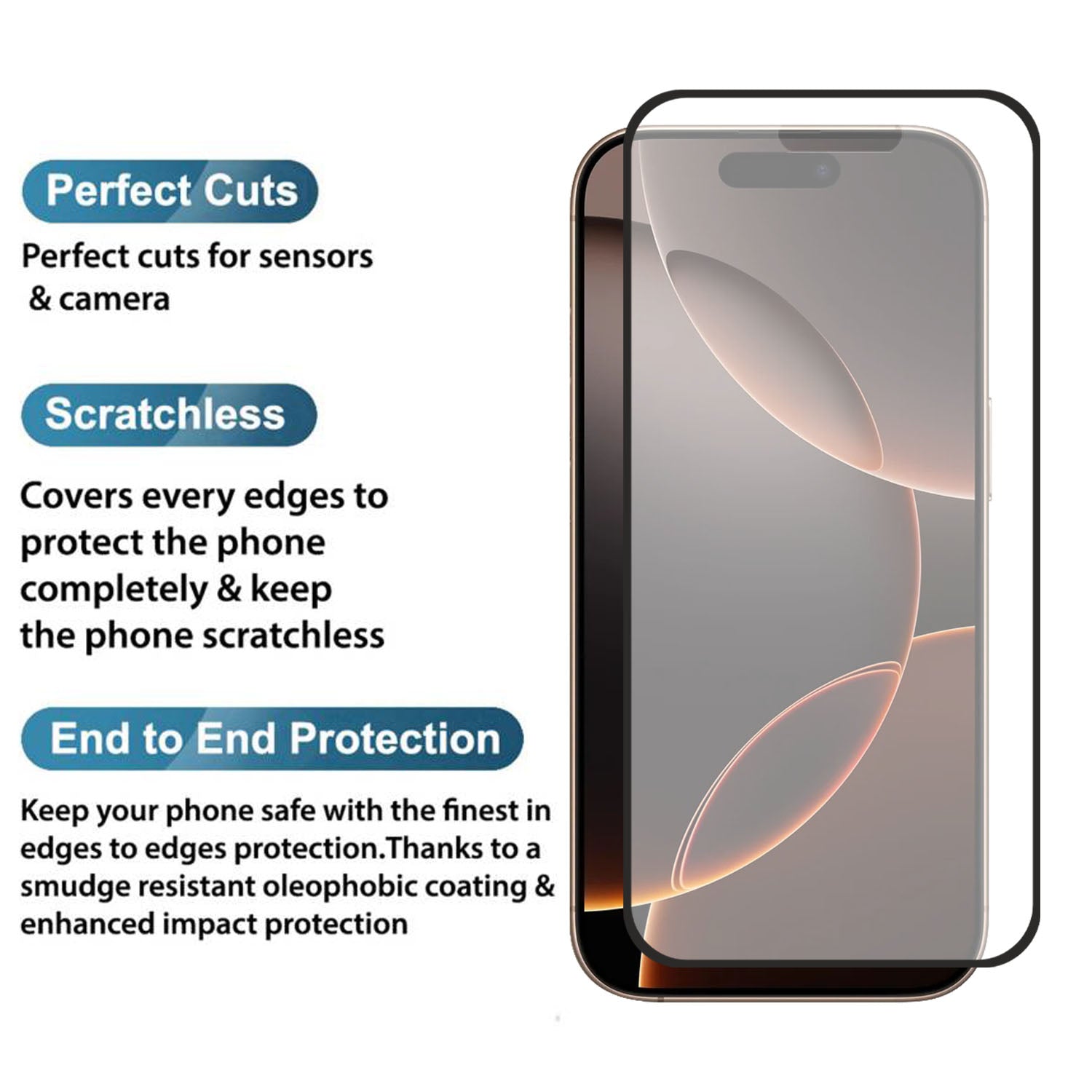 Matte Finish Gaming Tempered Glass Compatible for iPhone 16 Pro (Black) Edge to Edge Coverage , Anti-Glare