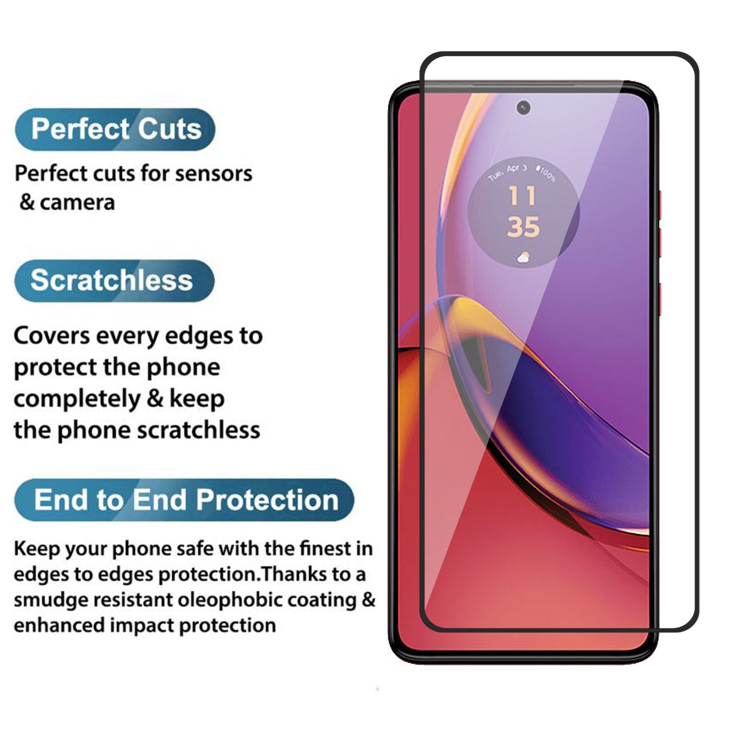 Tempered Glass for Motorola Moto G84 , Pack of 1 , Edge to Edge