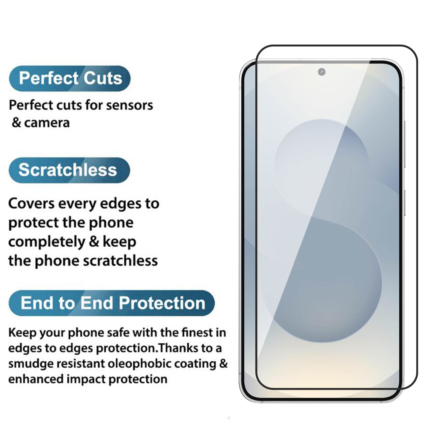 Tempered Glass for Samsung Galaxy S25 (Black) Edge to Edge , Pack of 1 ( No Guarantee for Finger Print )