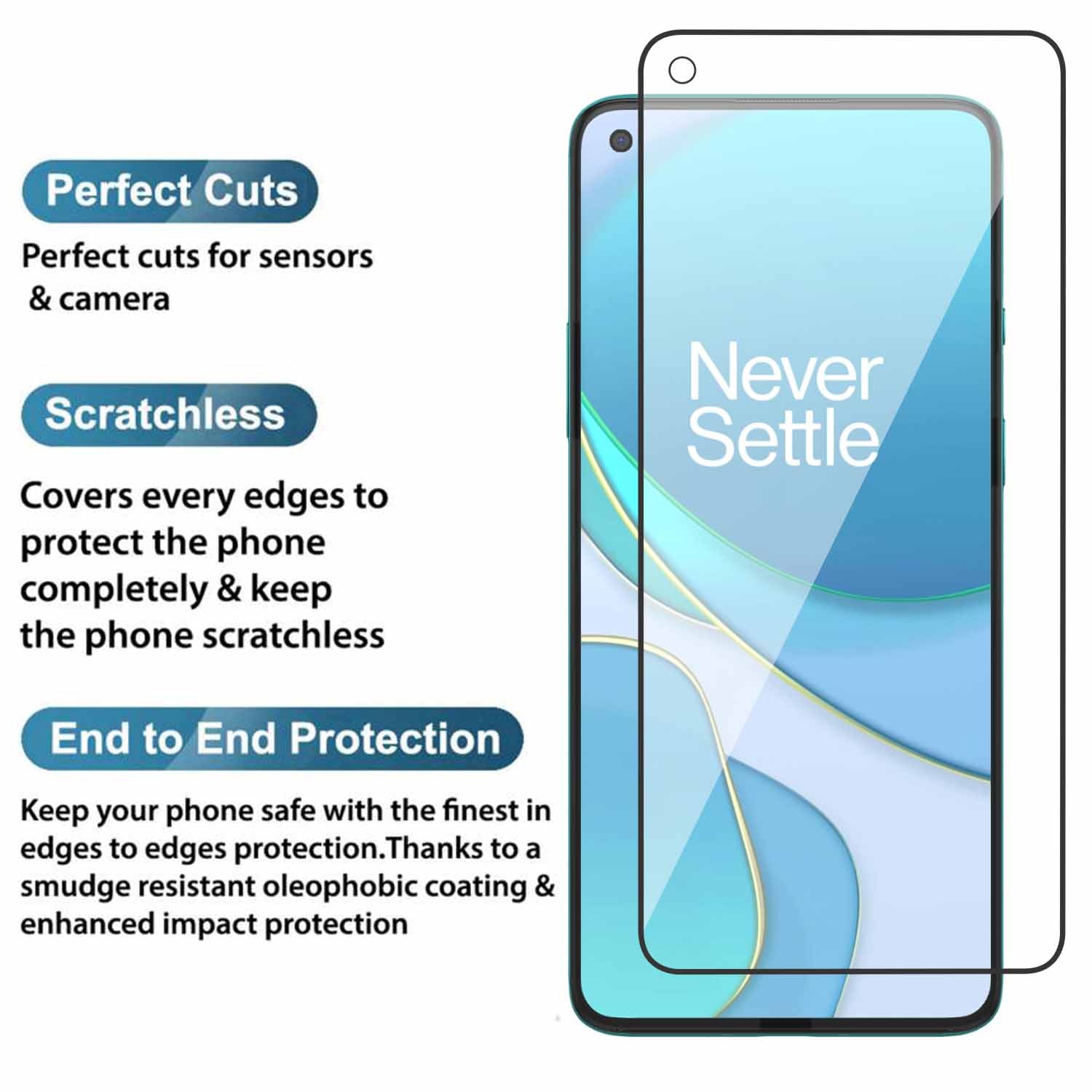 Tempered Glass for Oneplus 8t / Oneplus 9 Edge to Edge , Pack of 1