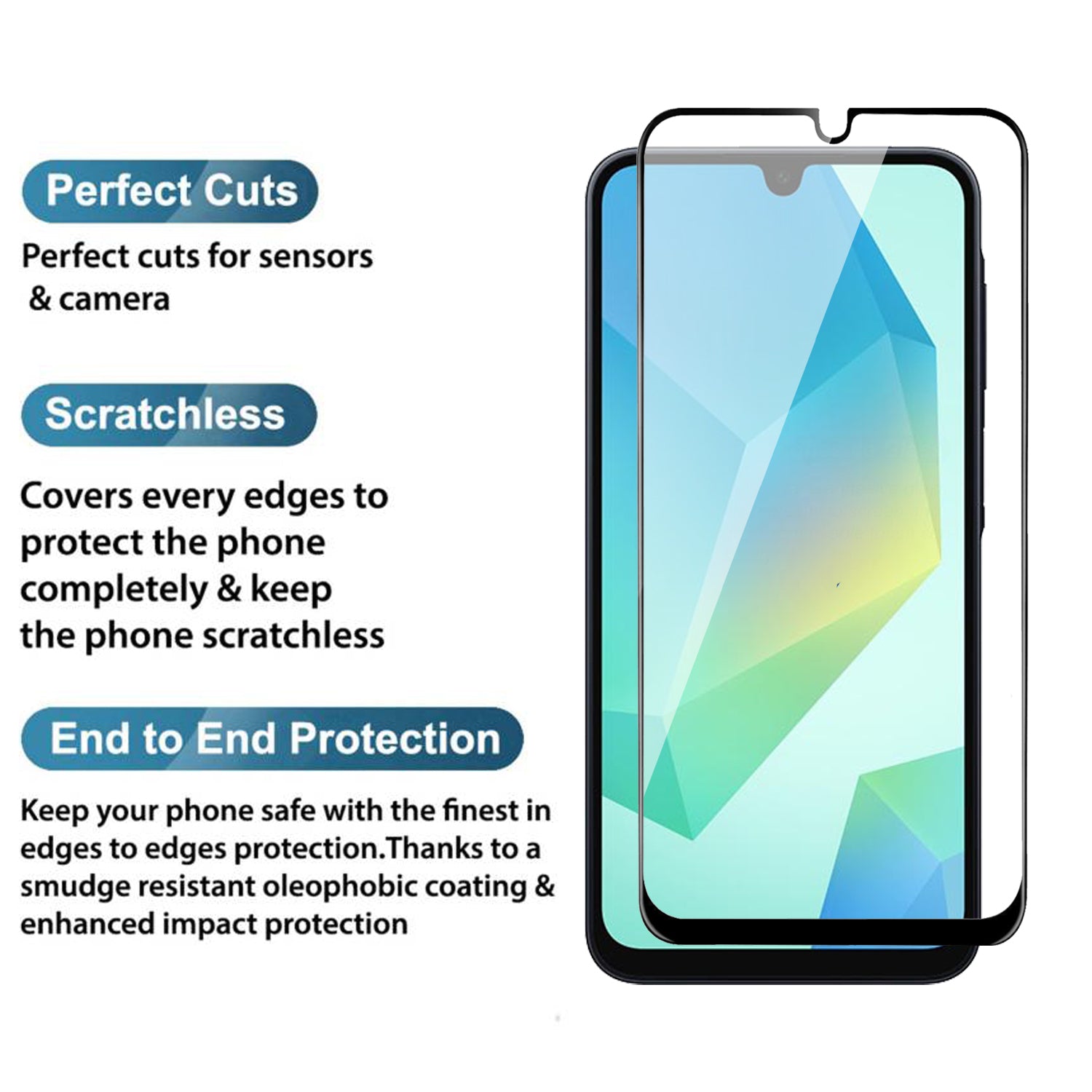 Tempered Glass for Samsung Galaxy A16 / A16 5G (Black) Edge to Edge, Pack of 1