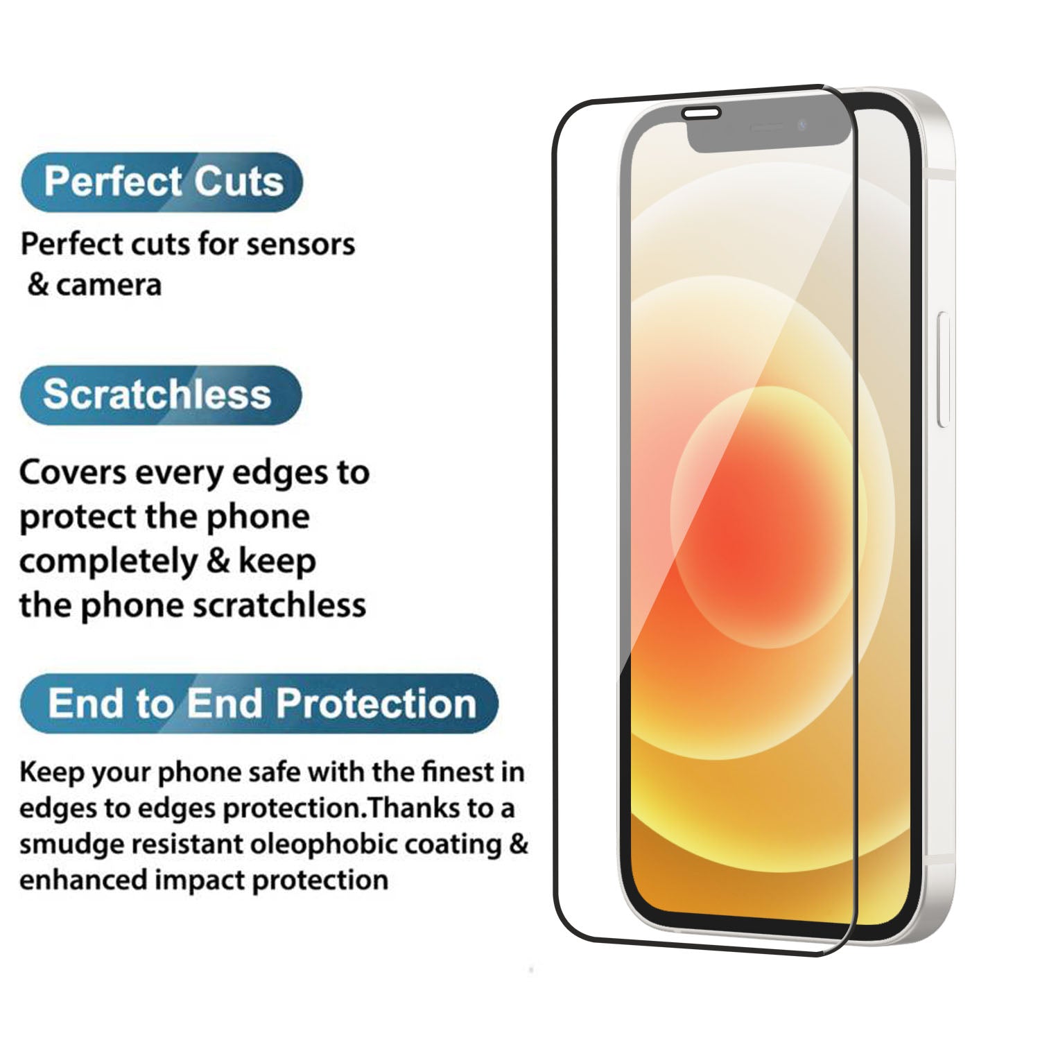 Tempered Glass for iPhone 12 Mini (Black) Edge to Edge , Pack of 1