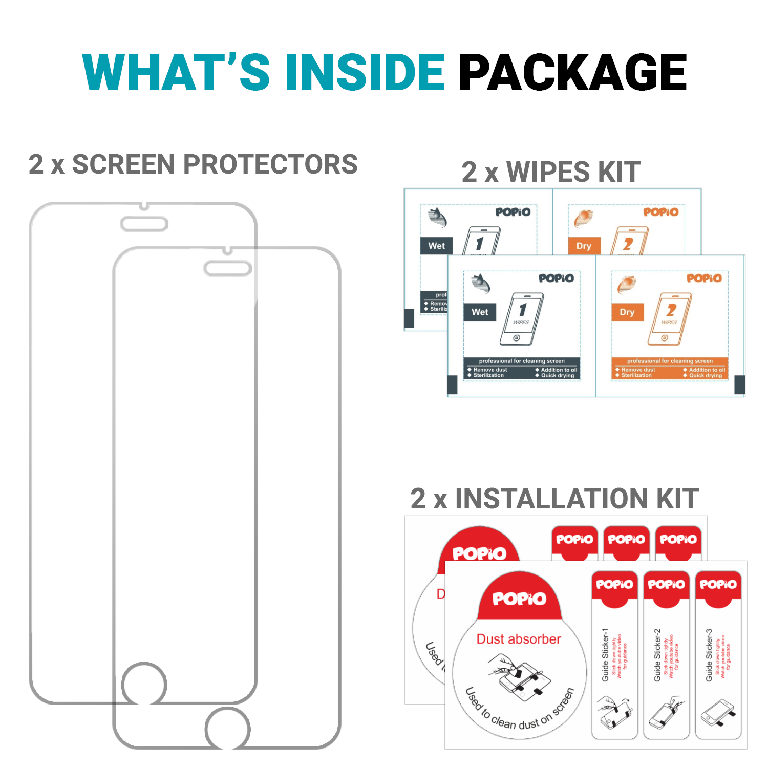 Tempered Glass for iPhone 6 / iPhone 6S / iPhone 7 / iPhone 8 (Pack Of 2) not Edge to Edge