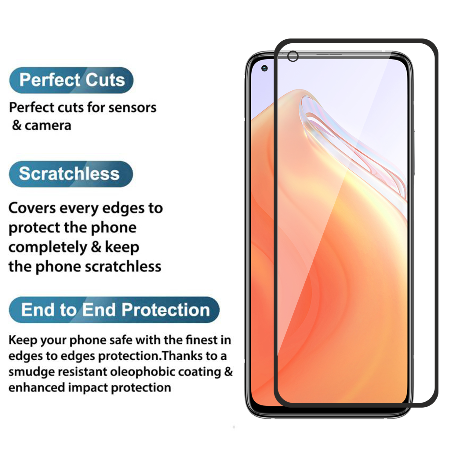 Tempered Glass for Xiaomi Mi 10T 5G / 10T PRO 5G (Black) Edge to Edge , Pack of 1