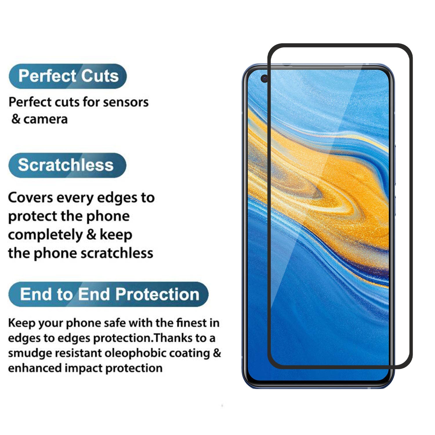Tempered Glass for vivo X50 (Black) Edge to Edge , Pack of 1