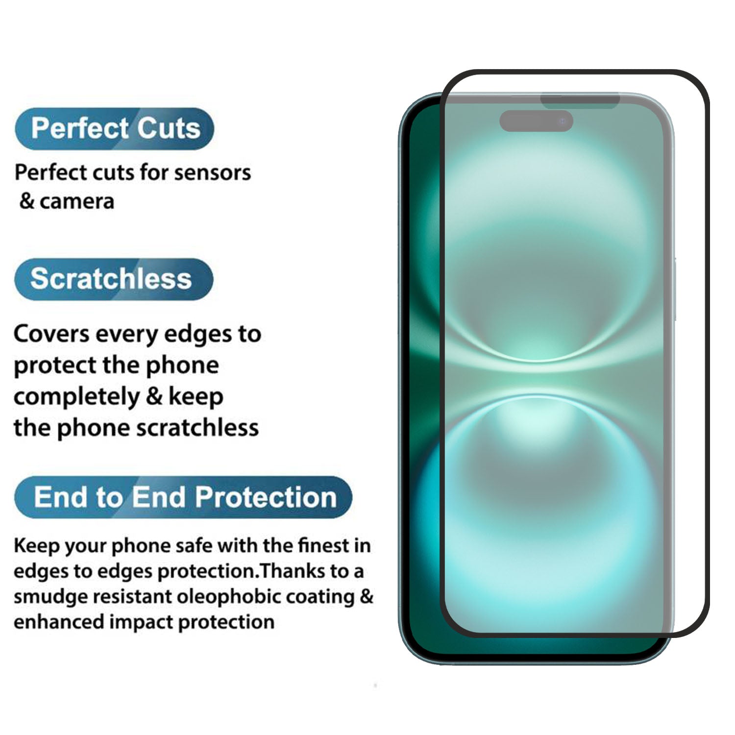 Matte Finish Gaming Tempered Glass Compatible for iPhone 16 Plus (Black) Edge to Edge Coverage , Anti-Glare