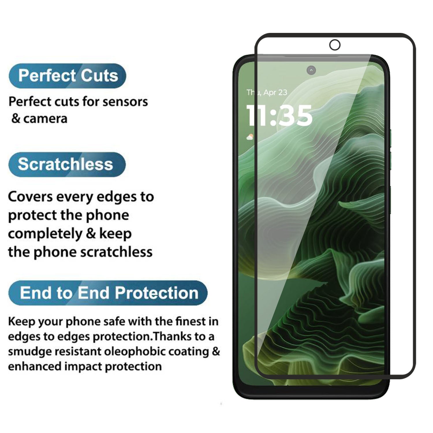 Tempered Glass for Motorola Moto G35 / Realme C63 5G , Pack of 1 , Edge to Edge