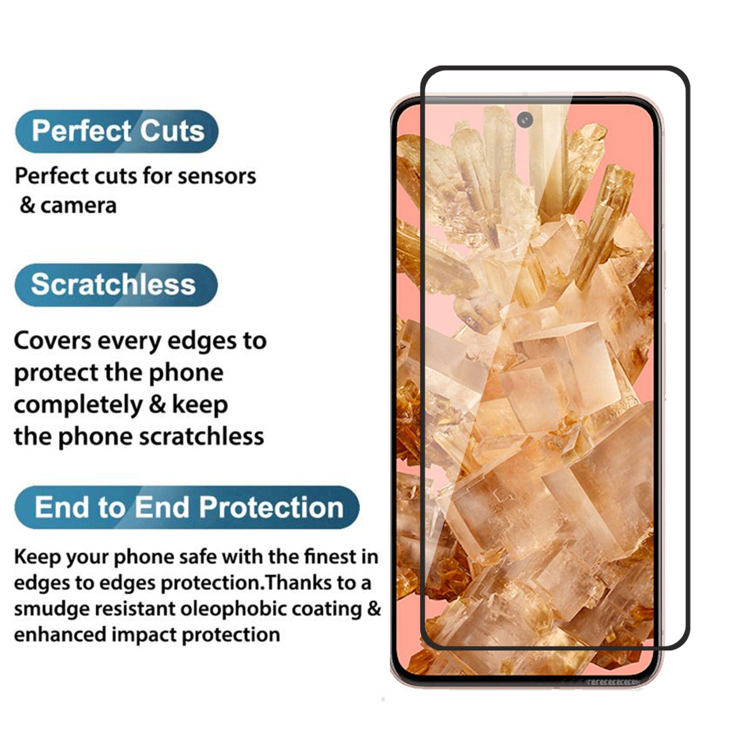 Tempered Glass for Google Pixel 8 , Pack of 1 , Edge to Edge