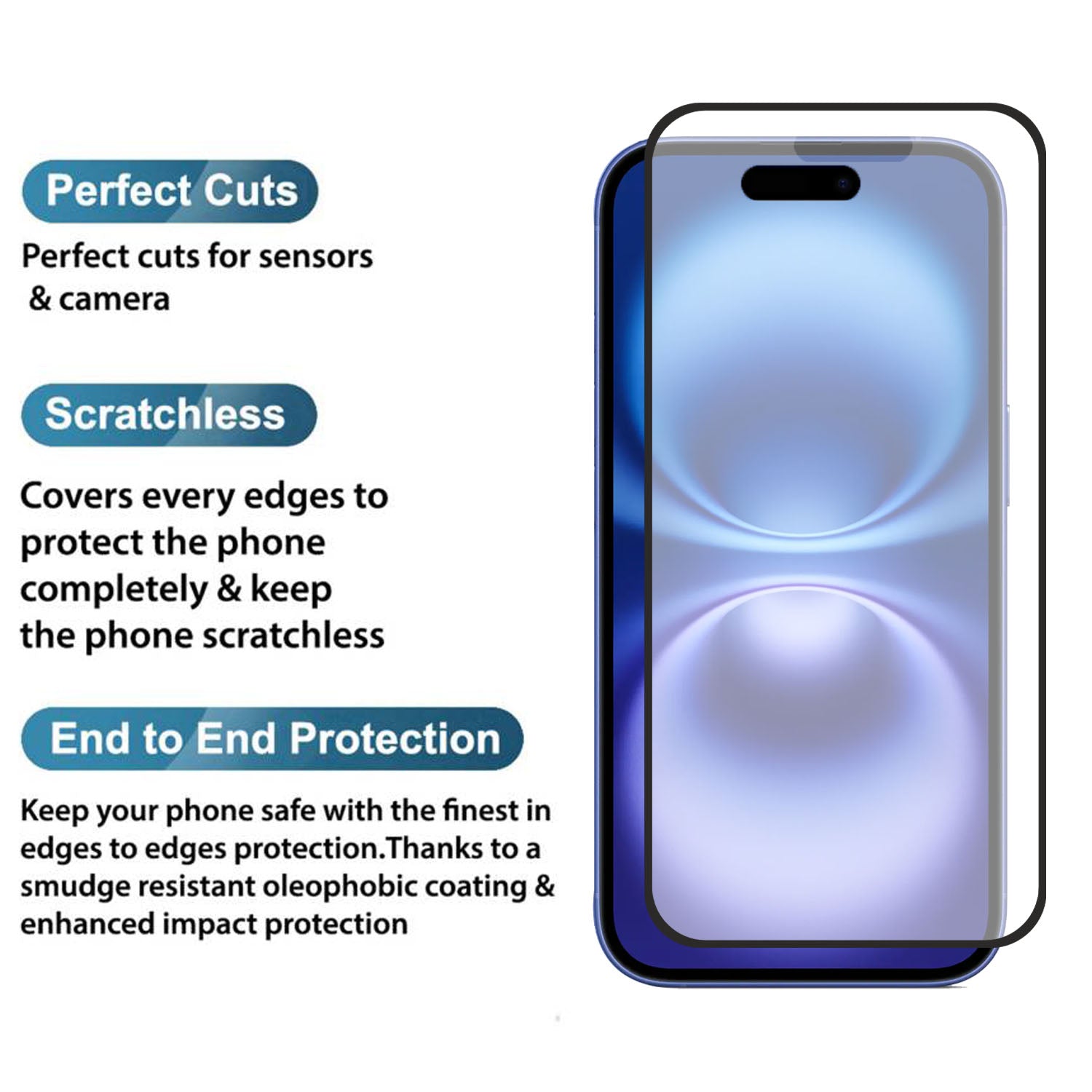 Matte Finish Gaming Tempered Glass Compatible for iPhone 16 (Black) Edge to Edge Coverage , Anti-Glare