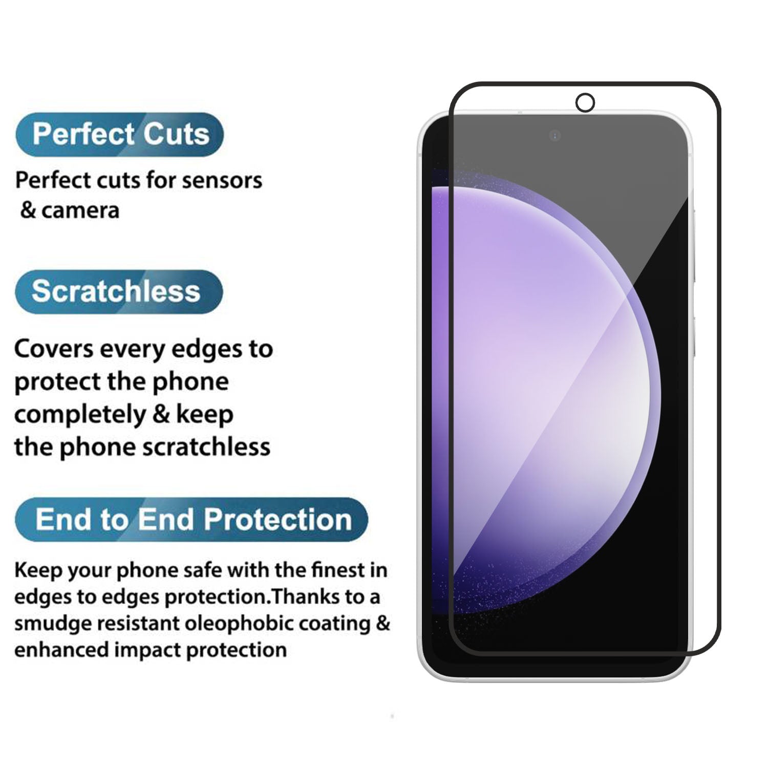 Tempered Glass for Samsung Galaxy S23 FE 5G (Black) Edge to Edge, Pack of 1