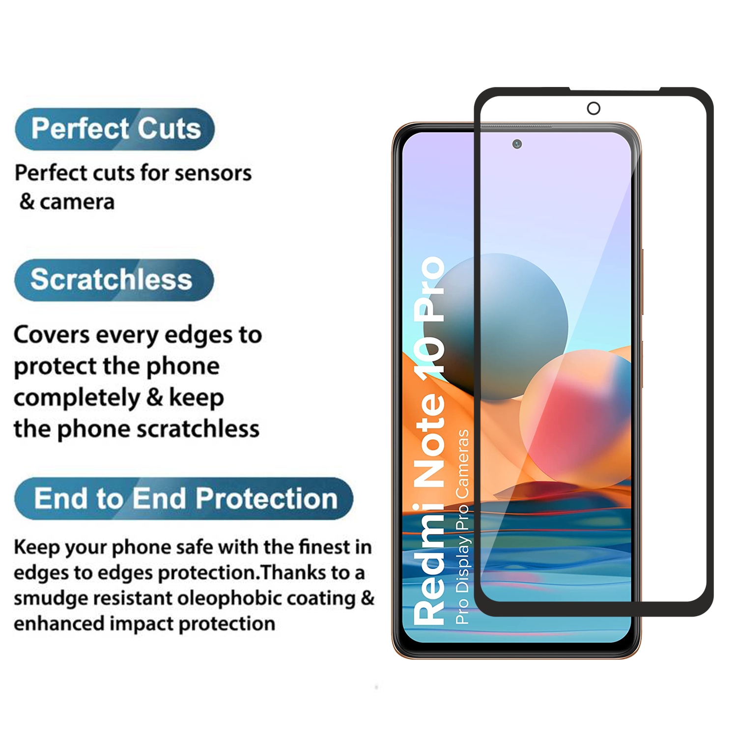 Tempered Glass for Xiaomi Redmi Note 10 Pro / Note 10 Pro Max / Poco F3 / Redmi K40 / Redmi K40 Pro (Black) Edge to Edge, Pack of 1