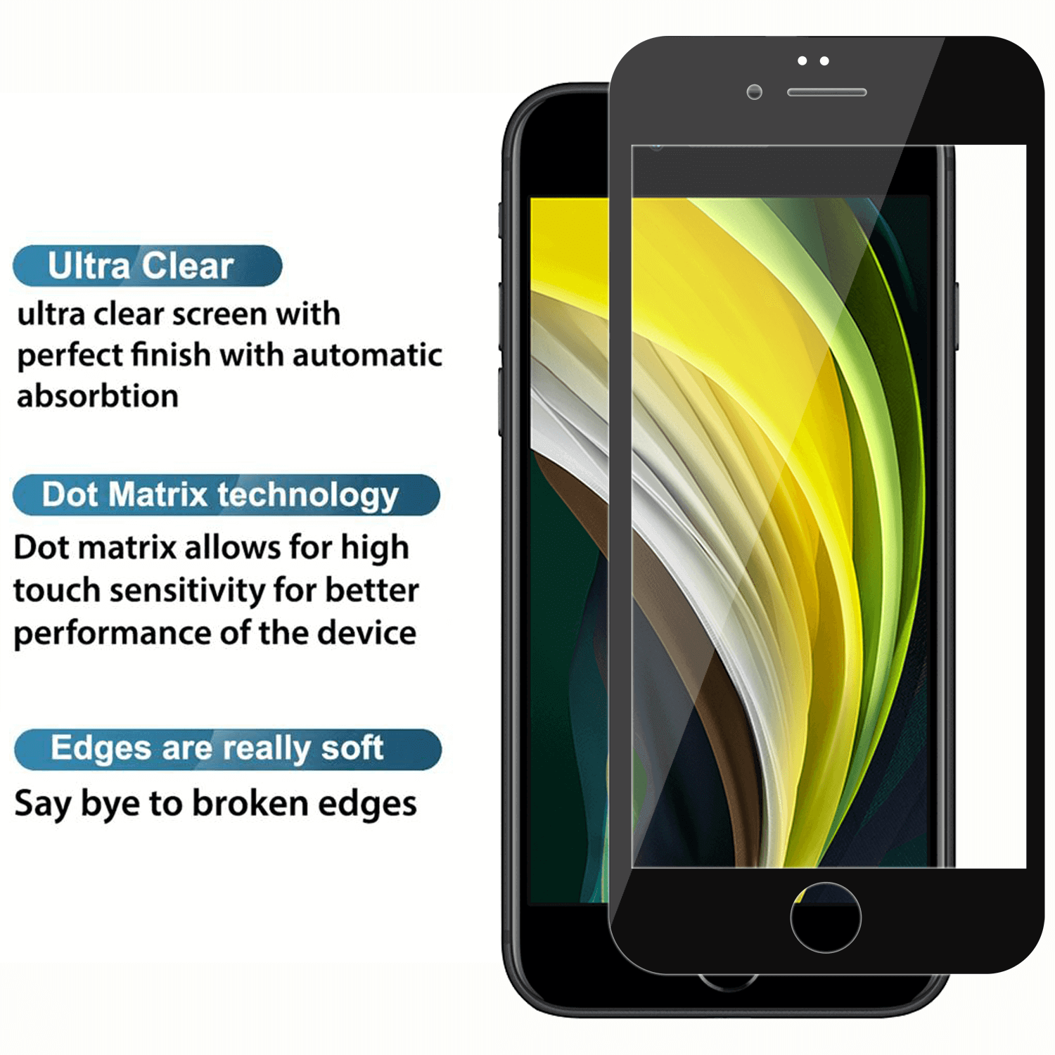 Tempered Glass for Apple iPhone 6 / Apple iPhone 6s (Black) Edge to Edge , Pack of 1