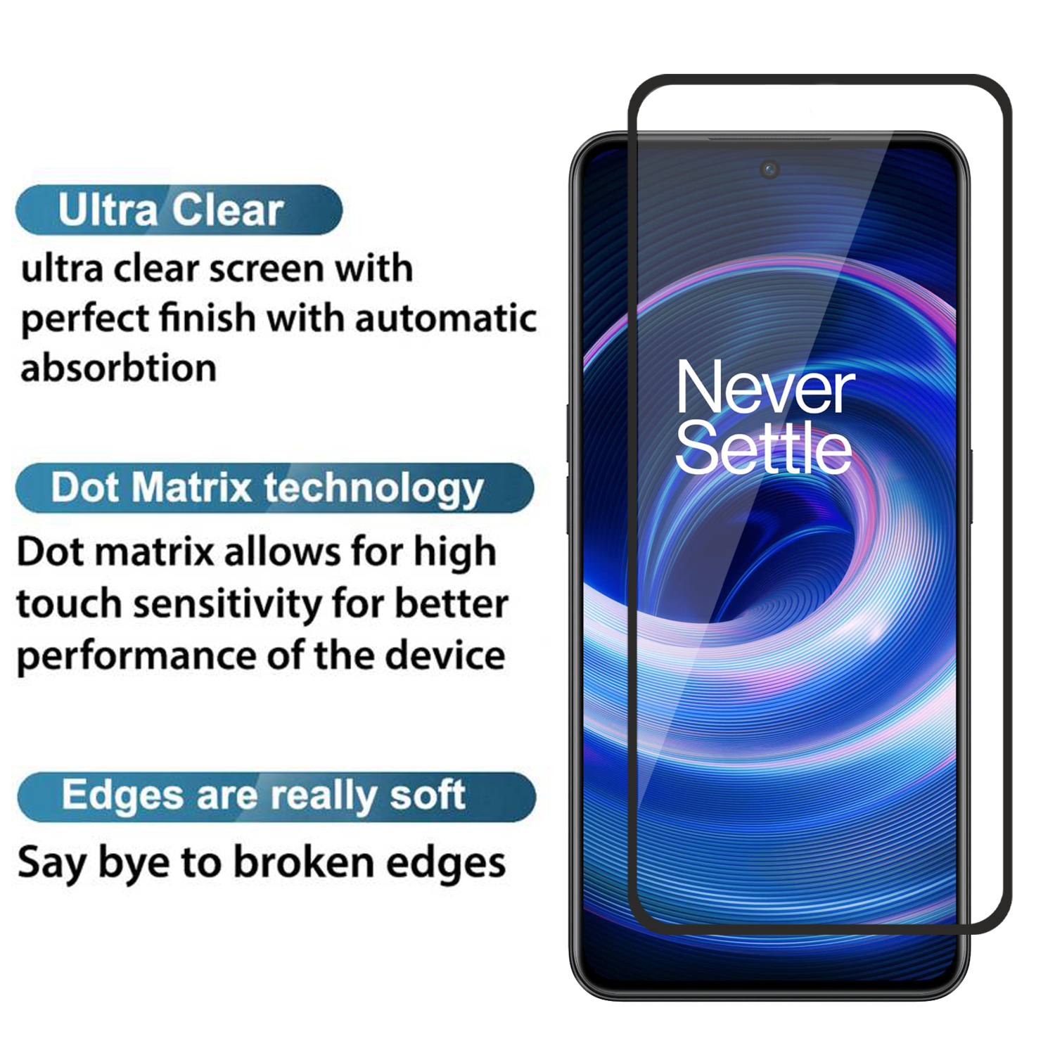 Tempered Glass for OnePlus 10R (Black) Edge to Edge , Pack of 1