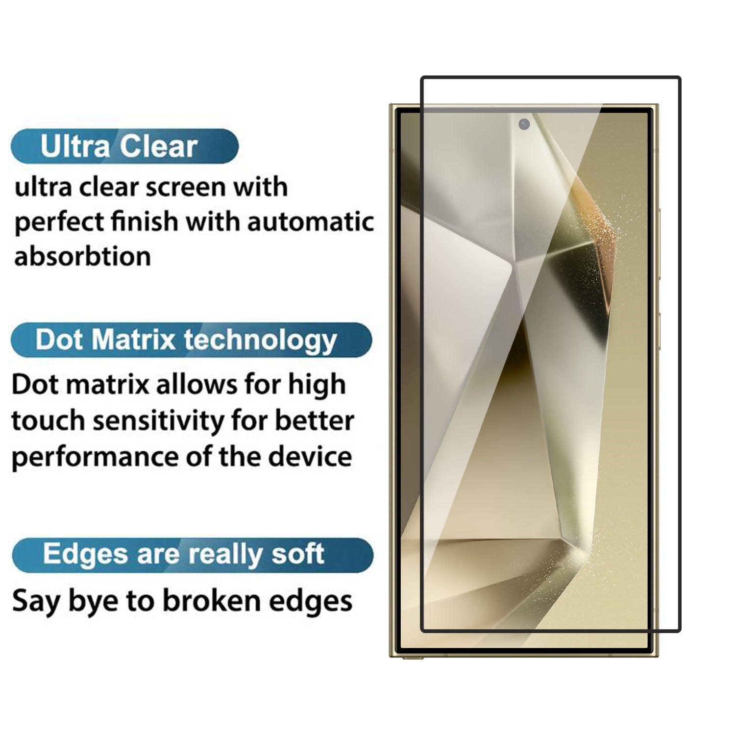 Tempered Glass for Samsung Galaxy S24 Ultra (Black) Edge to Edge , Pack of 1 ( No Guarantee for Finger Print )