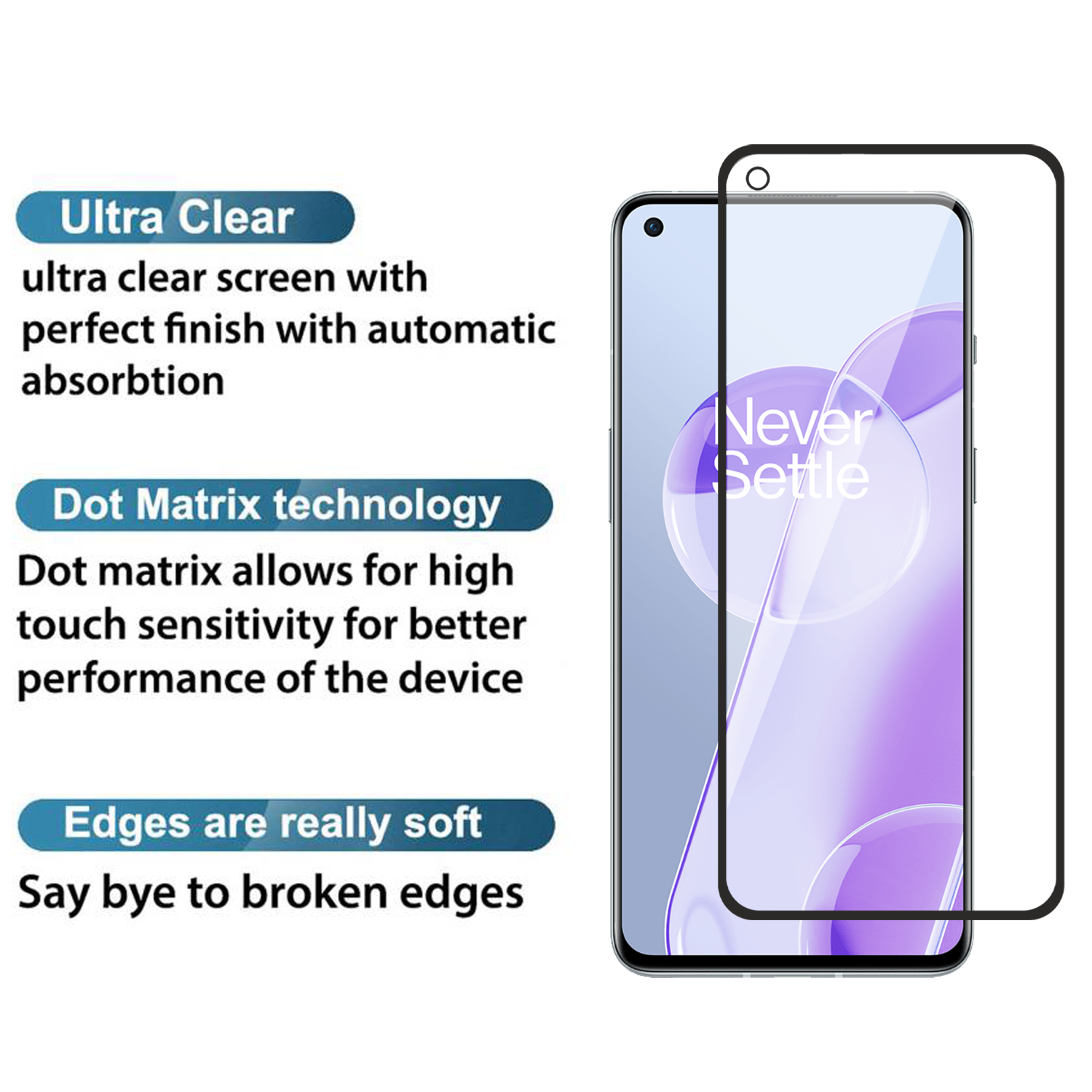 Tempered Glass for OnePlus 9RT 5G (Black) , Edge to Edge , Pack of 1