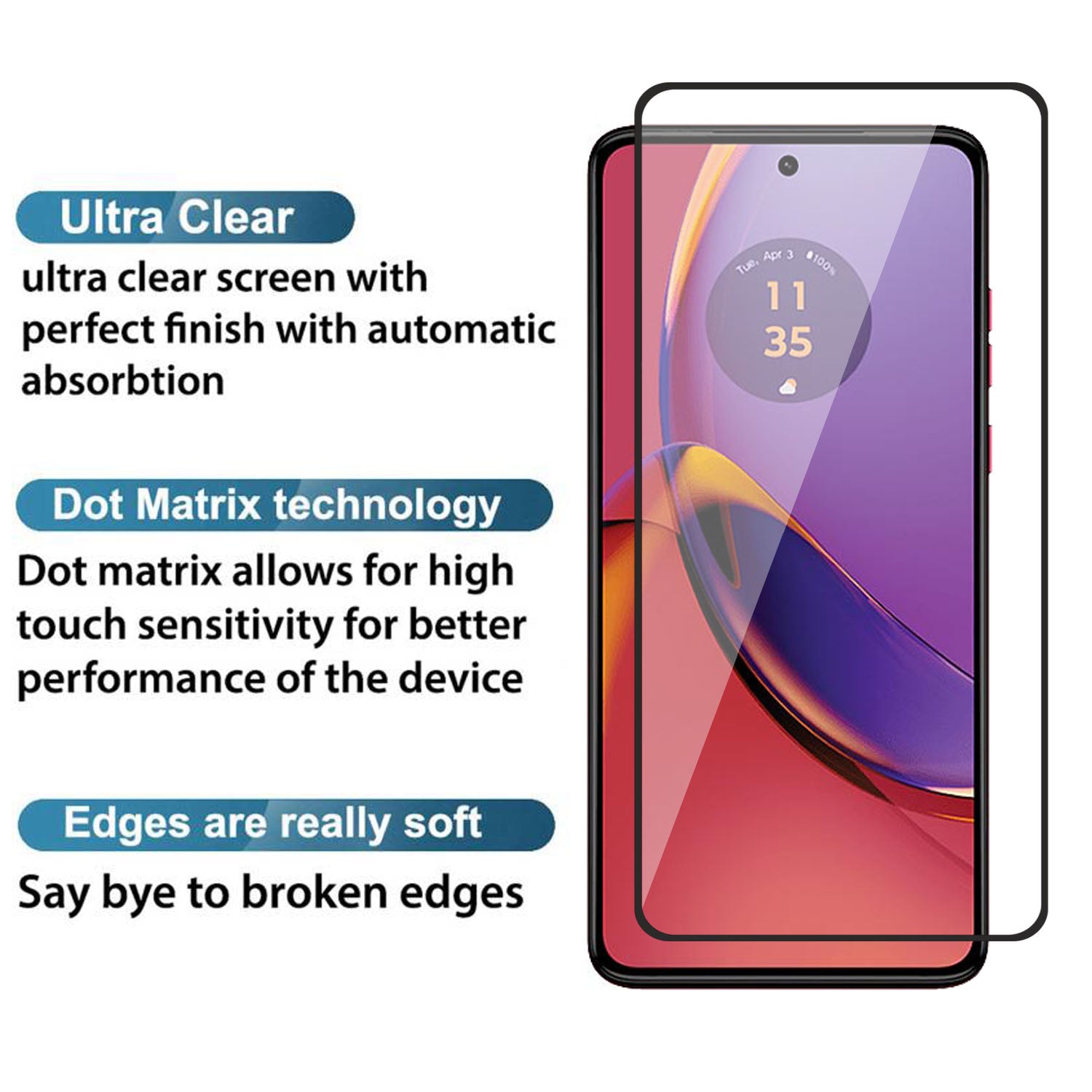 Tempered Glass for Motorola Moto G84 , Pack of 1 , Edge to Edge