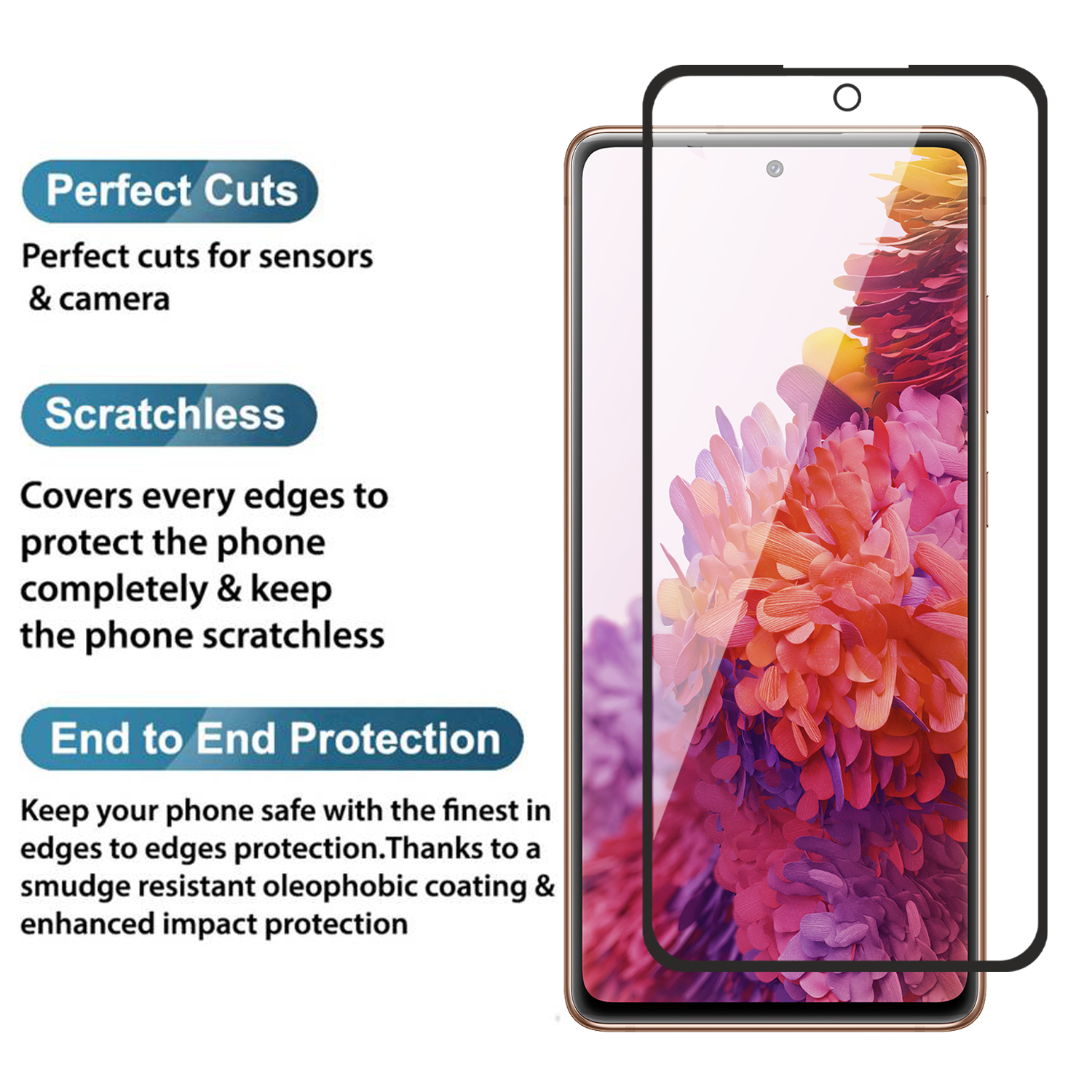 Tempered Glass for Samsung Galaxy S20 FE (Black) Edge to Edge, Pack of 1