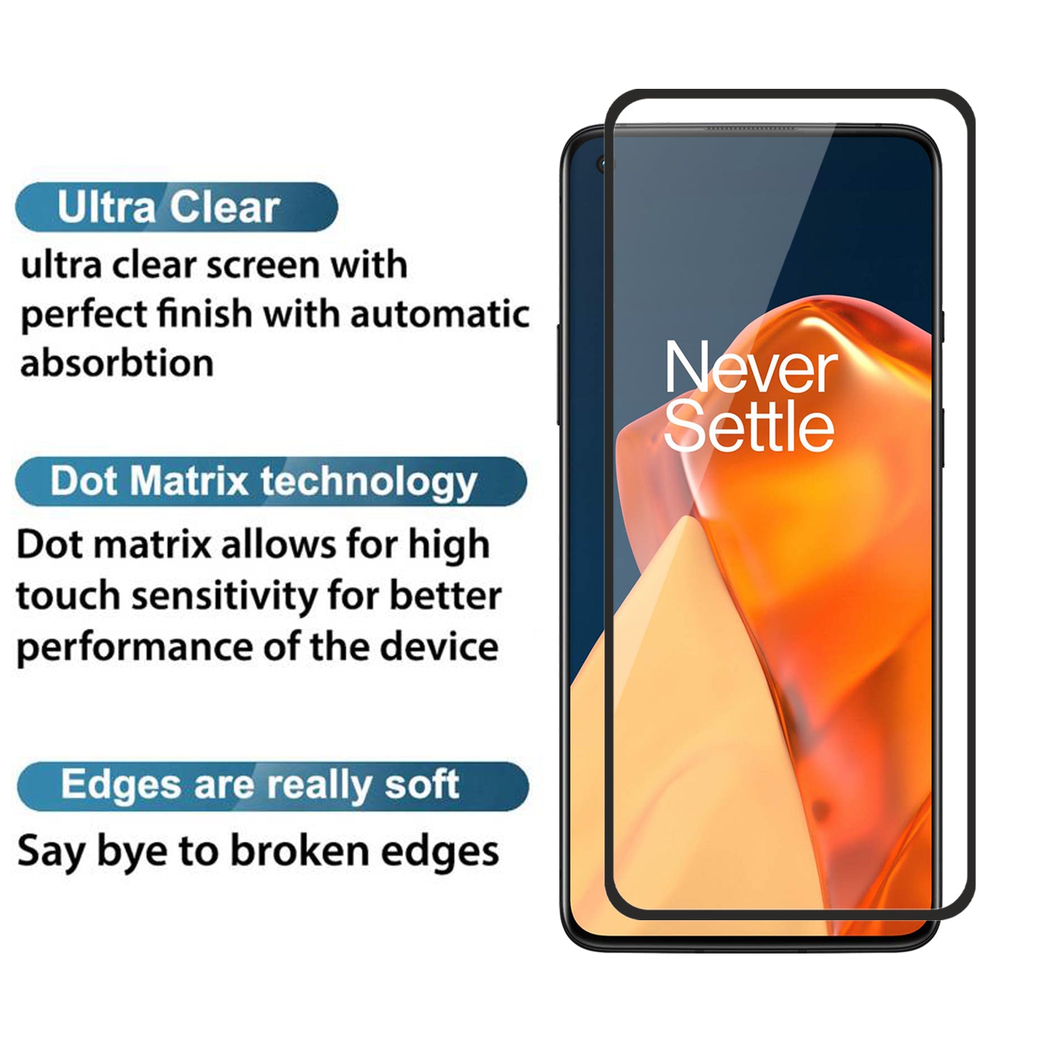 Tempered Glass for Oneplus 9R (Black) Edge to Edge, Pack of 1