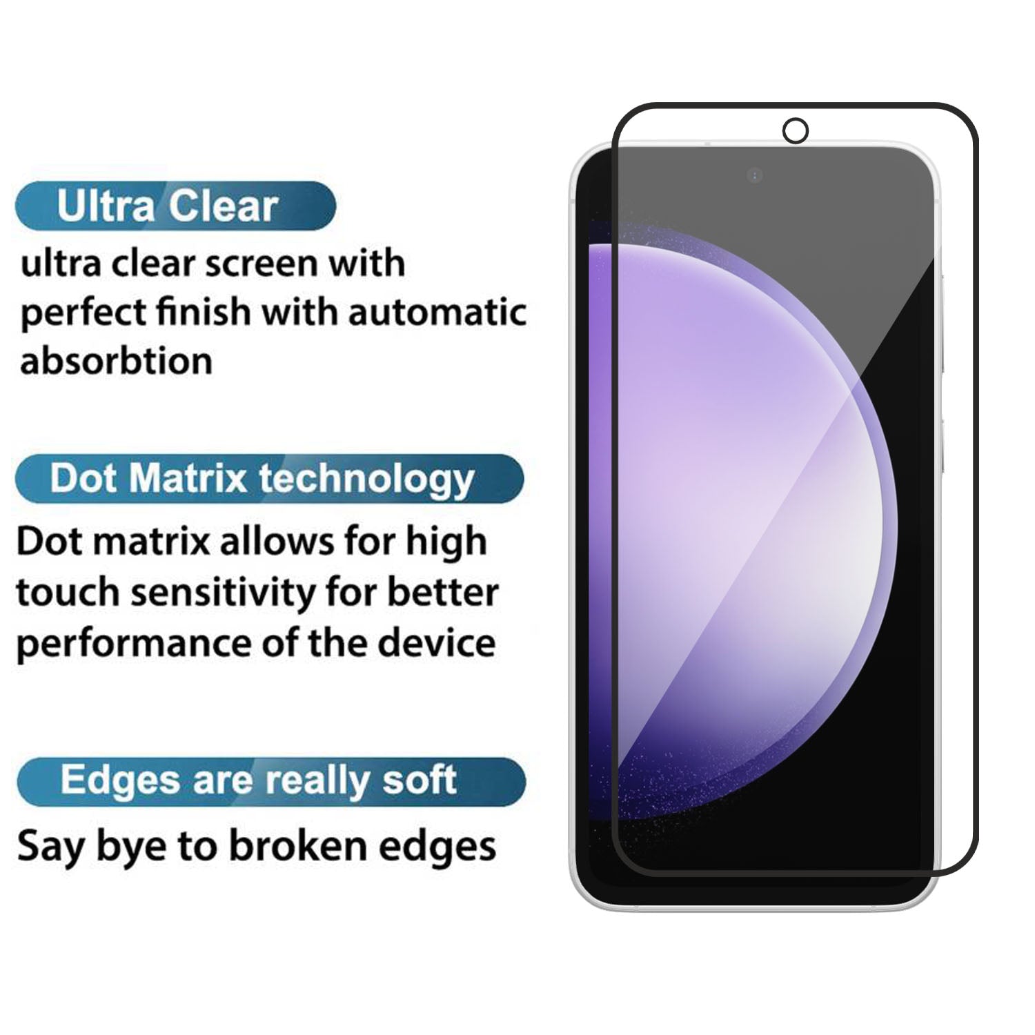 Tempered Glass for Samsung Galaxy S23 FE 5G (Black) Edge to Edge, Pack of 1