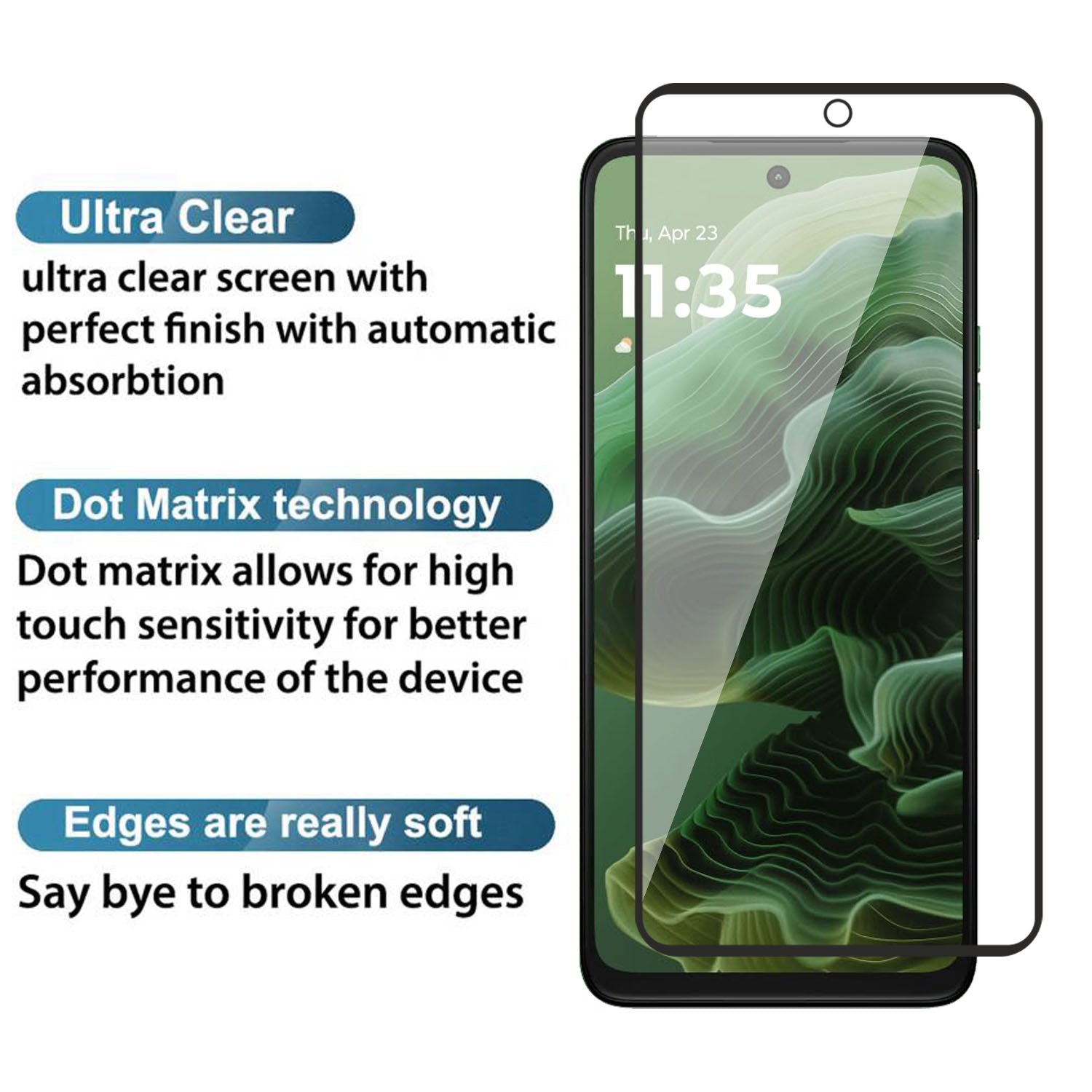Tempered Glass for Motorola Moto G35 / Realme C63 5G , Pack of 1 , Edge to Edge