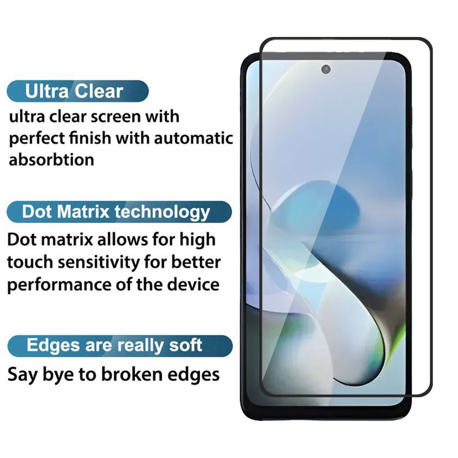 Tempered Glass for Motorola Moto G54 / G14 / G64 , Pack of 1 , Edge to Edge