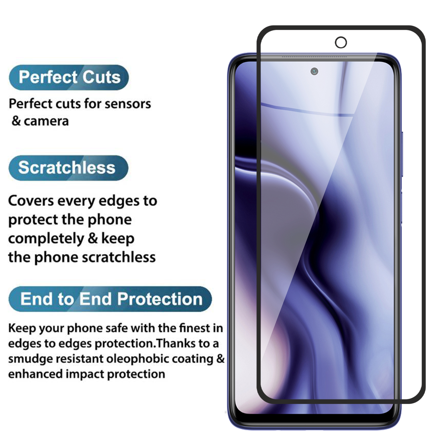Tempered Glass for Xiaomi Mi 10i / Poco X3 / Poco X3 Pro (Black) Edge to Edge , Pack of 1