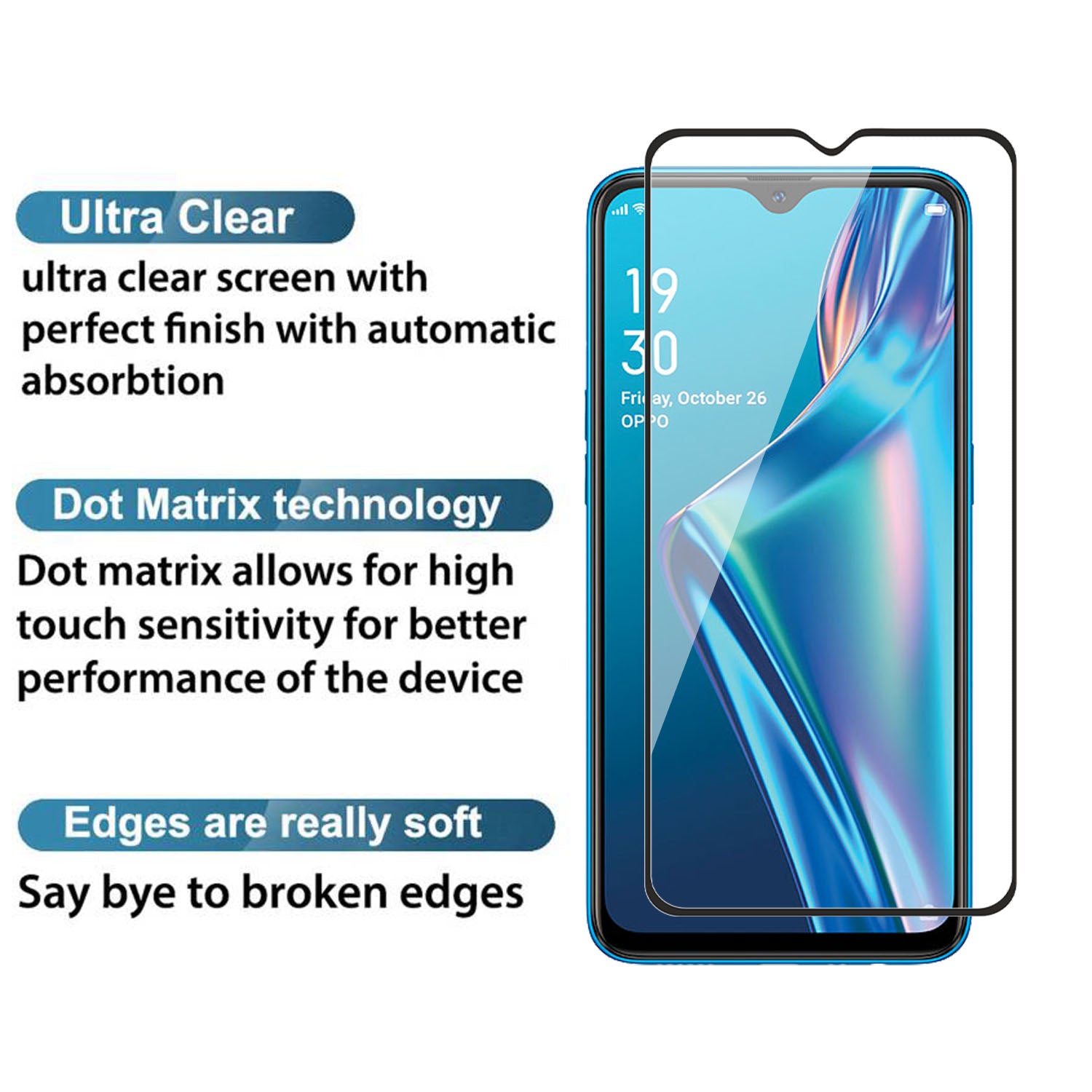 Tempered Glass for Oppo A12 / Oppo A11k (Black) Edge to Edge , Pack of 1