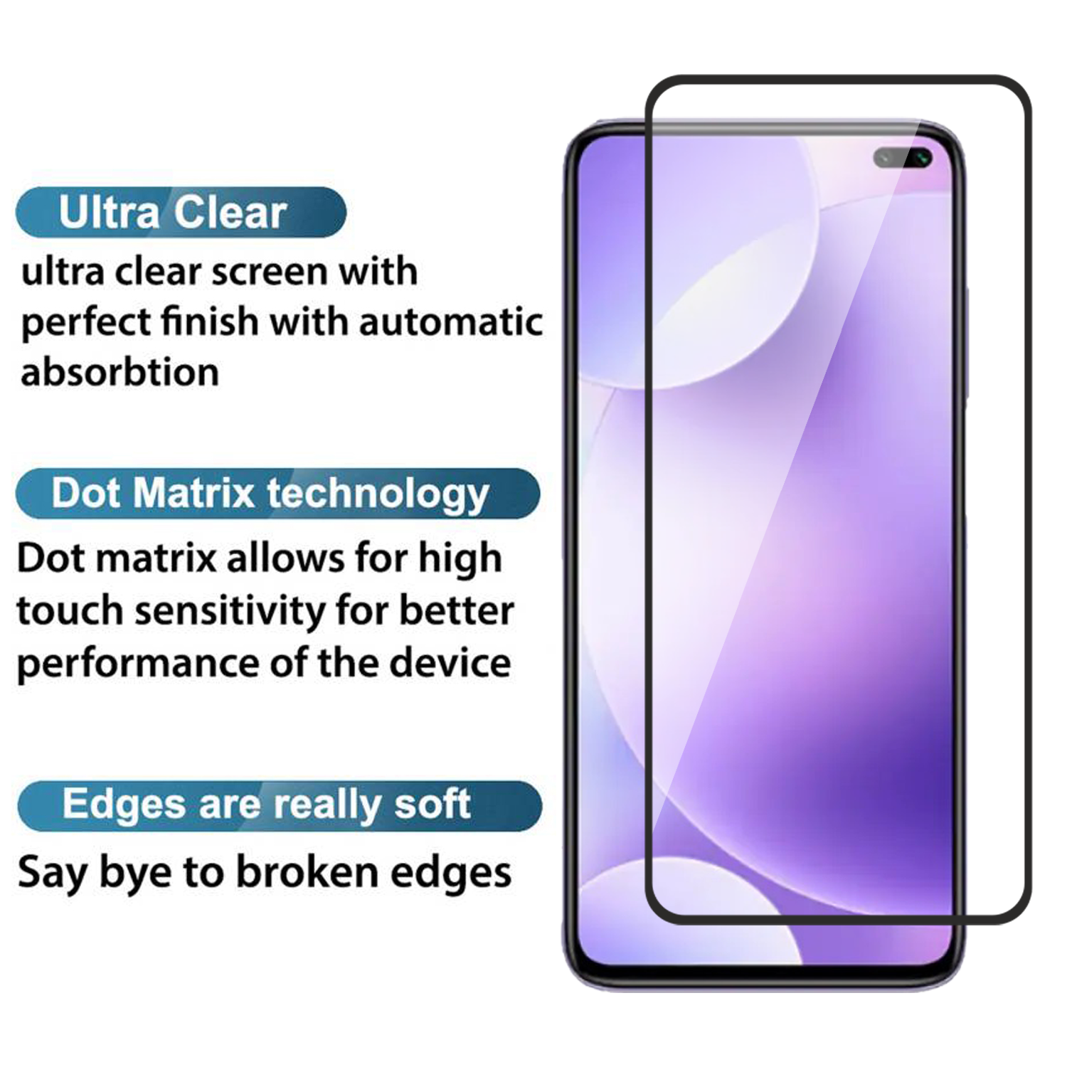 Tempered Glass for Xiaomi Redmi K30 / Poco X2 / Poco M2 Pro / Note 9 Pro / Note 9S / Note 9 Pro Max (Black) Edge to Edge , Pack of 1