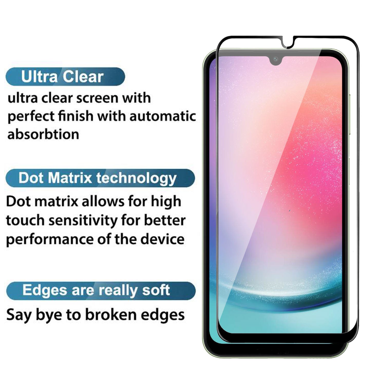 Tempered Glass for Samsung Galaxy A24 / M34 5G / F34 (Black) Edge to Edge , Pack of 1
