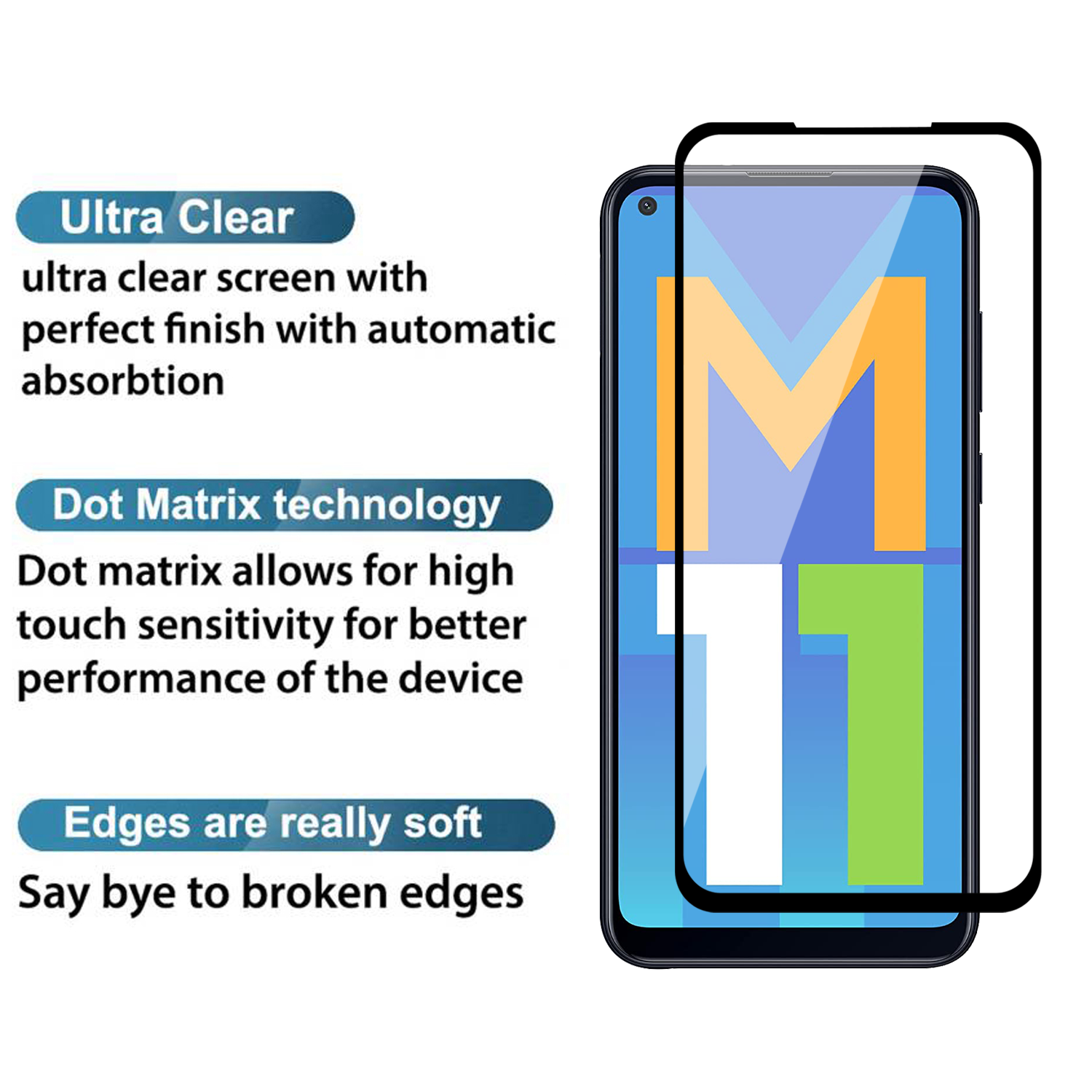Tempered Glass for Samsung Galaxy A11 / Samsung Galaxy M11 (Black) Edge to Edge , Pack of 1