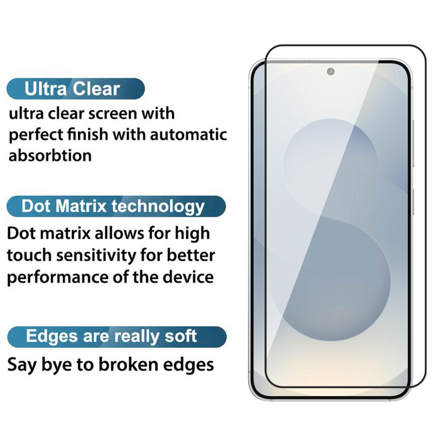 Tempered Glass for Samsung Galaxy S25 (Black) Edge to Edge , Pack of 1 ( No Guarantee for Finger Print )