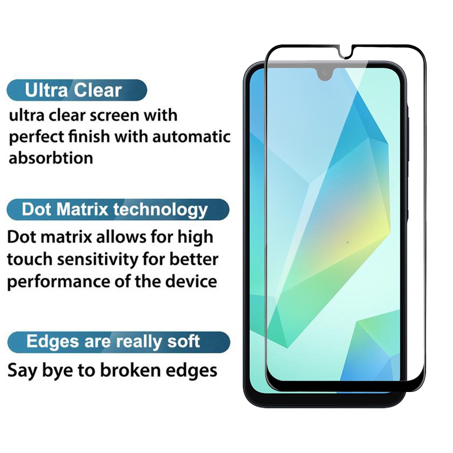 Tempered Glass for Samsung Galaxy A16 / A16 5G (Black) Edge to Edge, Pack of 1