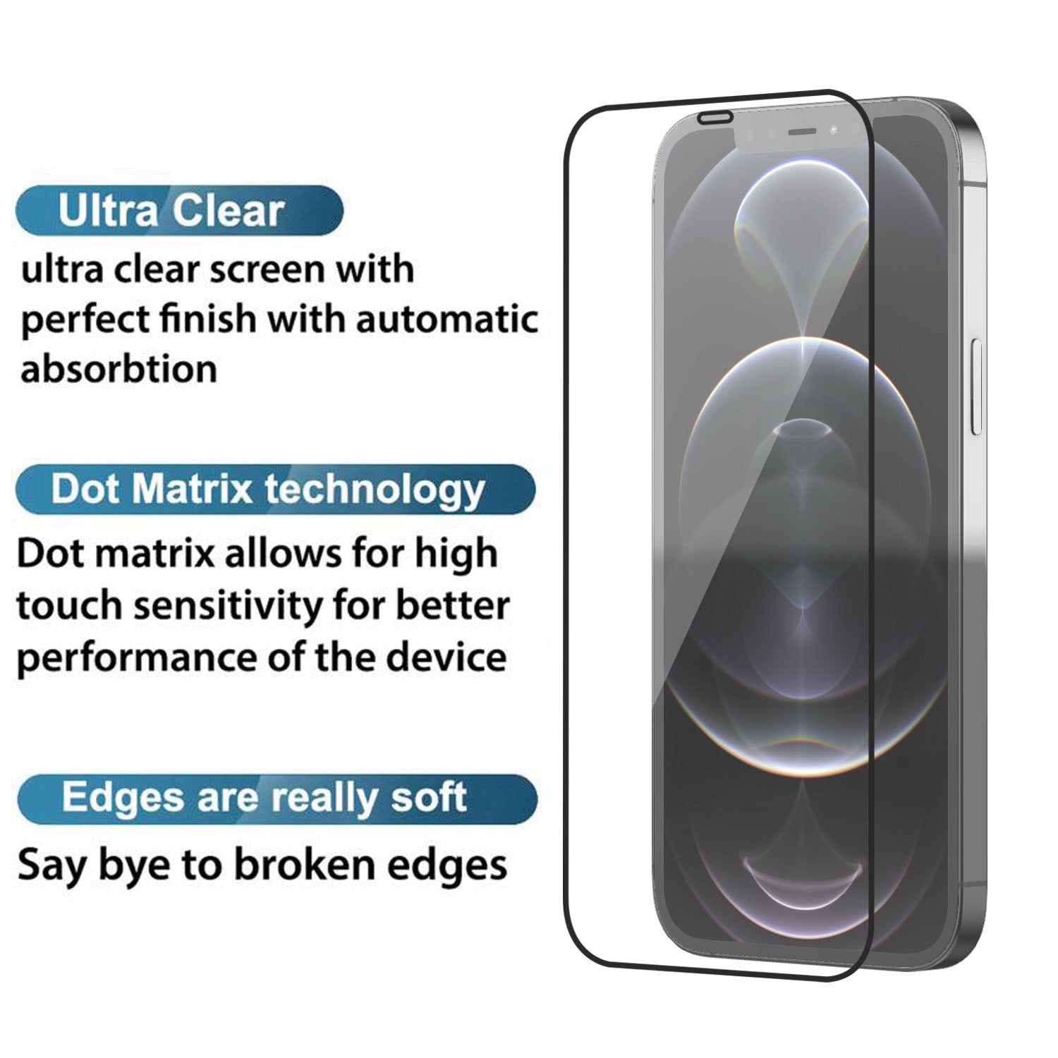Tempered Glass for iPhone 12 Pro Max (Black) Edge to Edge , Pack of 1