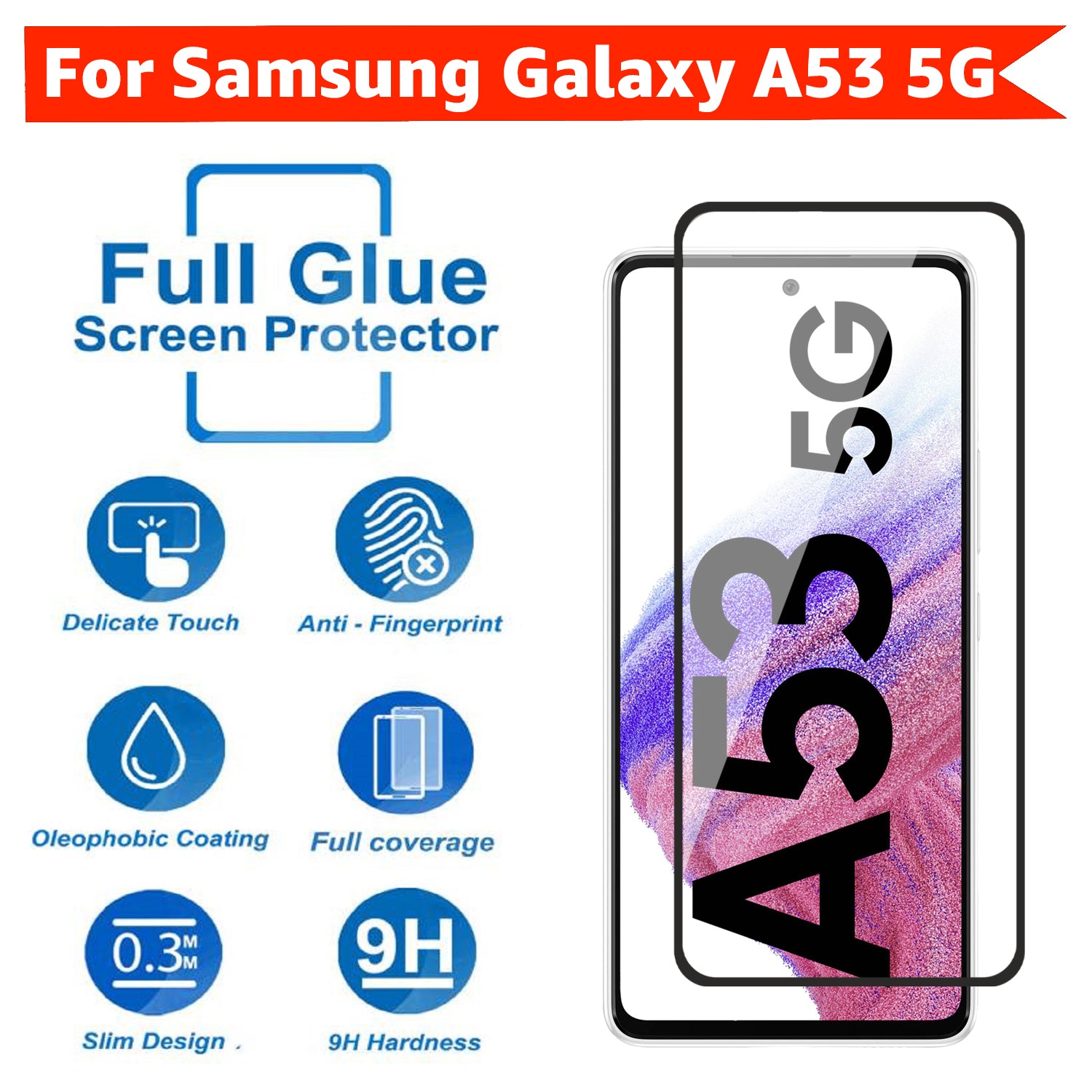 Tempered Glass for Samsung Galaxy A53 (Black) Edge to Edge , Pack of 1