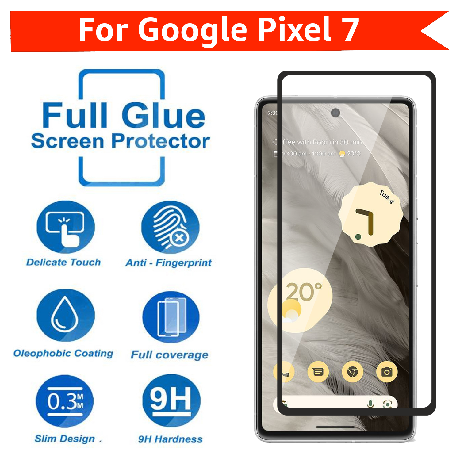 Tempered Glass for Google Pixel 7 (Black) Edge to Edge , Pack of 1