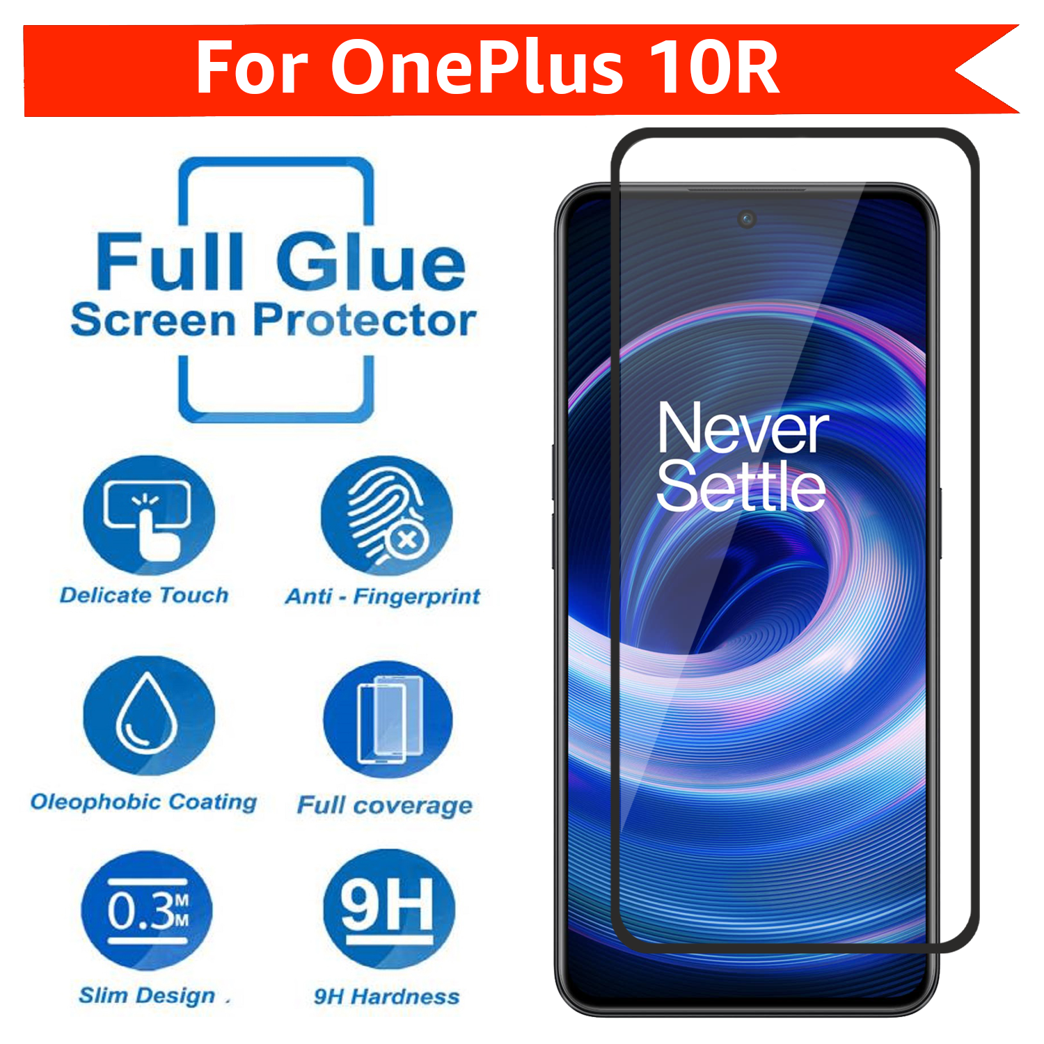 Tempered Glass for OnePlus 10R (Black) Edge to Edge , Pack of 1