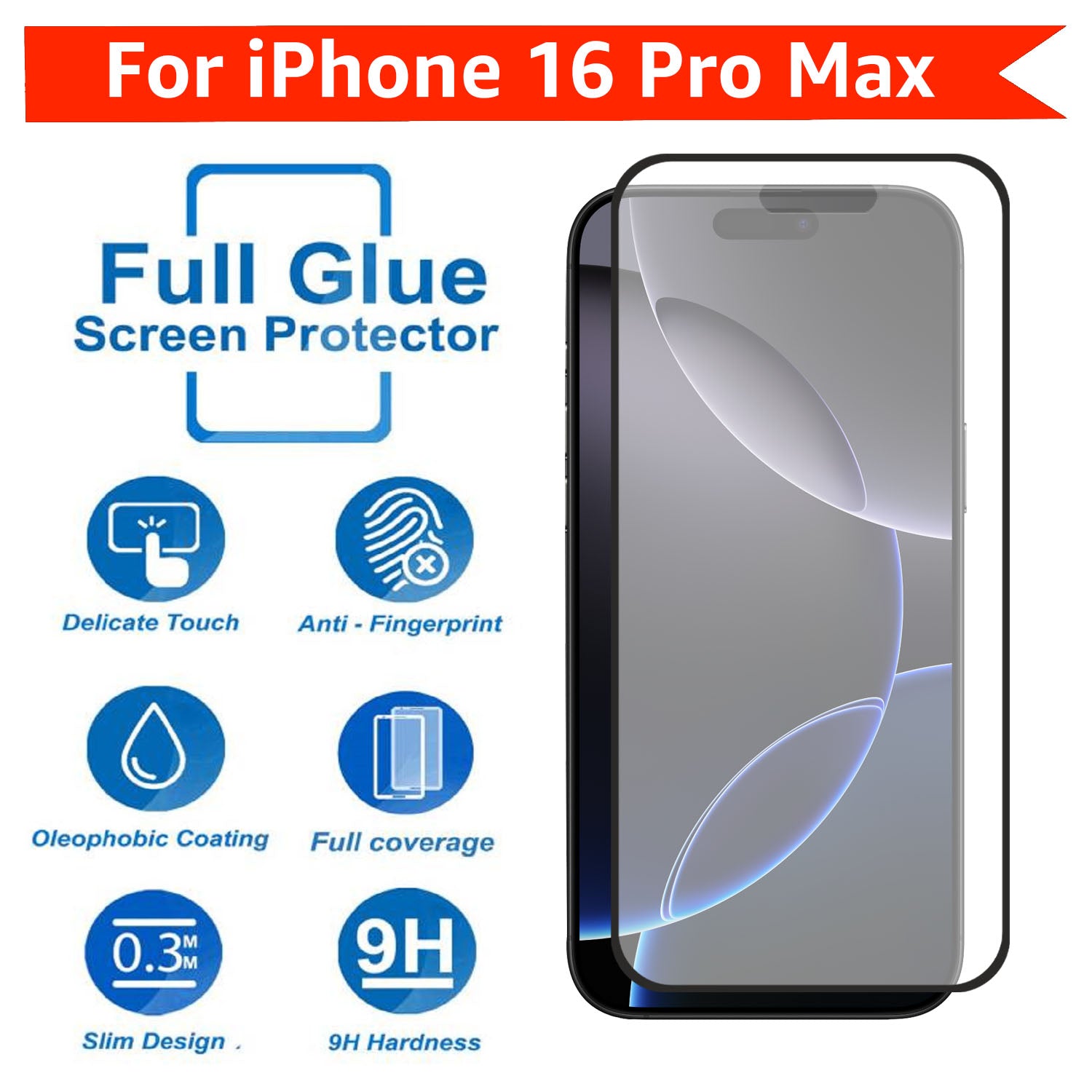 Matte Finish Gaming Tempered Glass Compatible for iPhone 16 Pro Max (Black) Edge to Edge Coverage , Anti-Glare