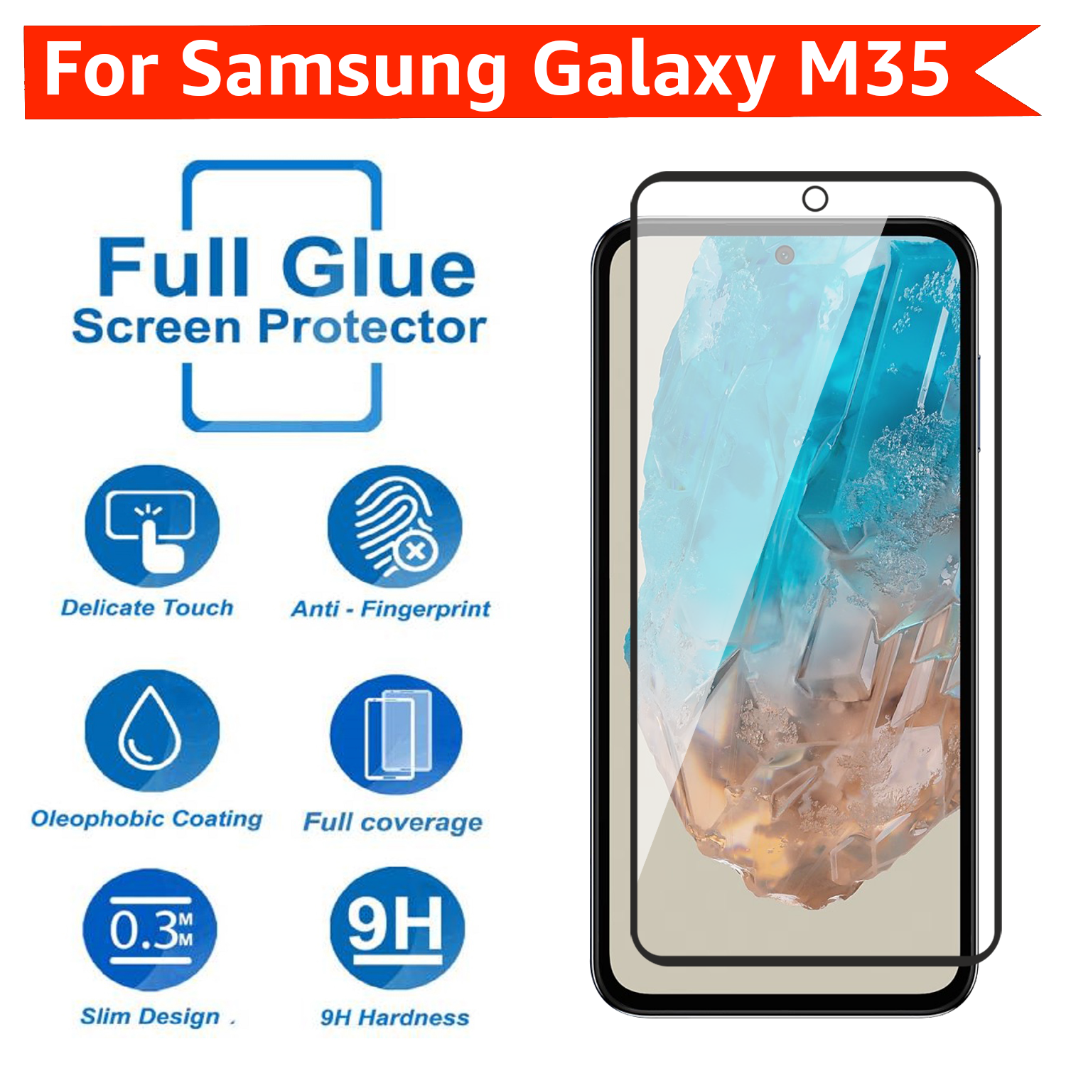 Tempered Glass for Samsung Galaxy M35 (Black) Edge to Edge , Pack of 1