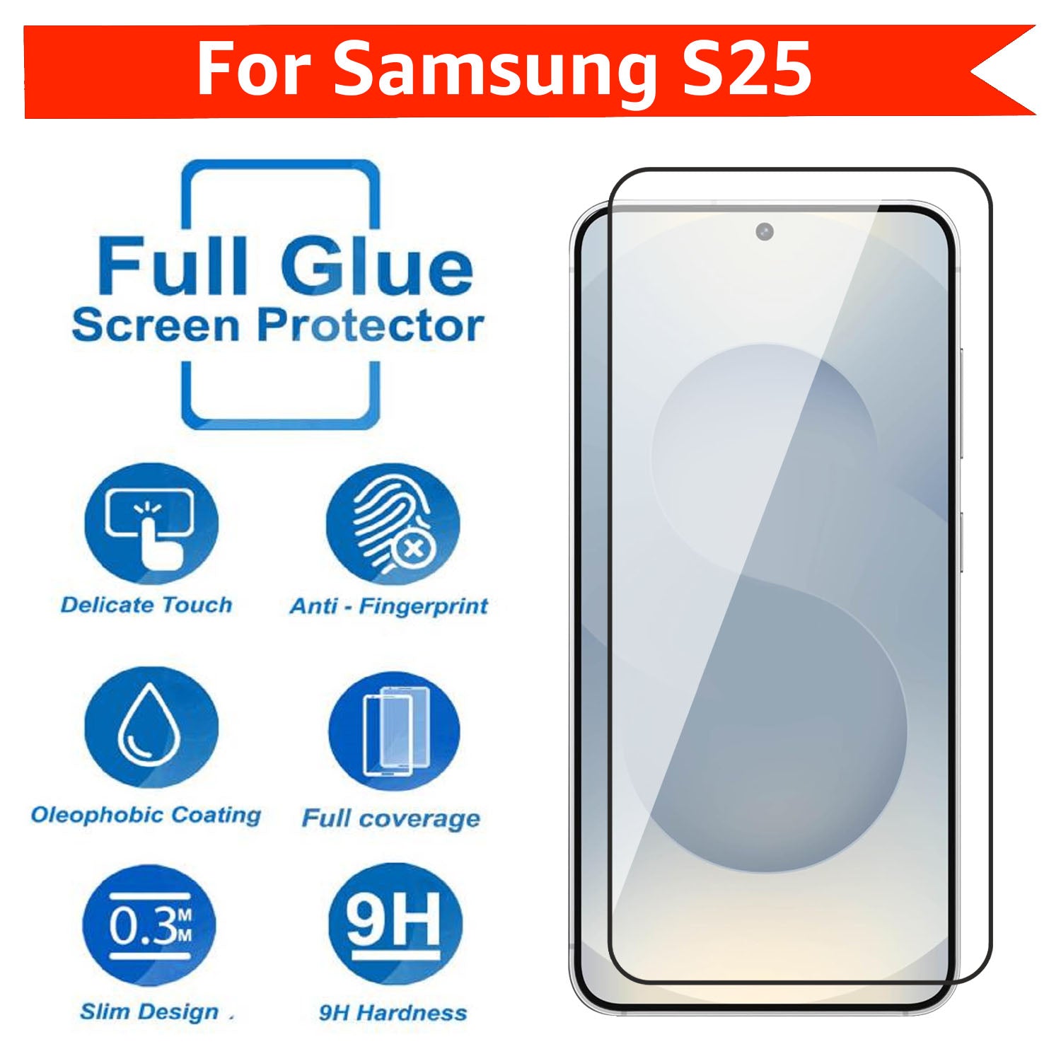 Tempered Glass for Samsung Galaxy S25 (Black) Edge to Edge , Pack of 1 ( No Guarantee for Finger Print )