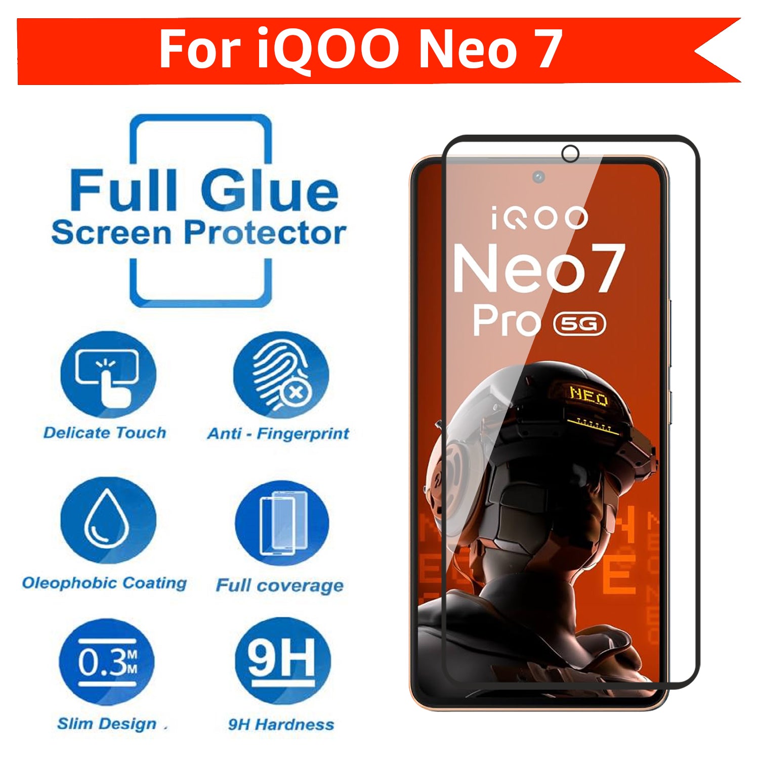 Tempered Glass for IQ00 Neo 7 (Black) Edge to Edge , Pack of 1