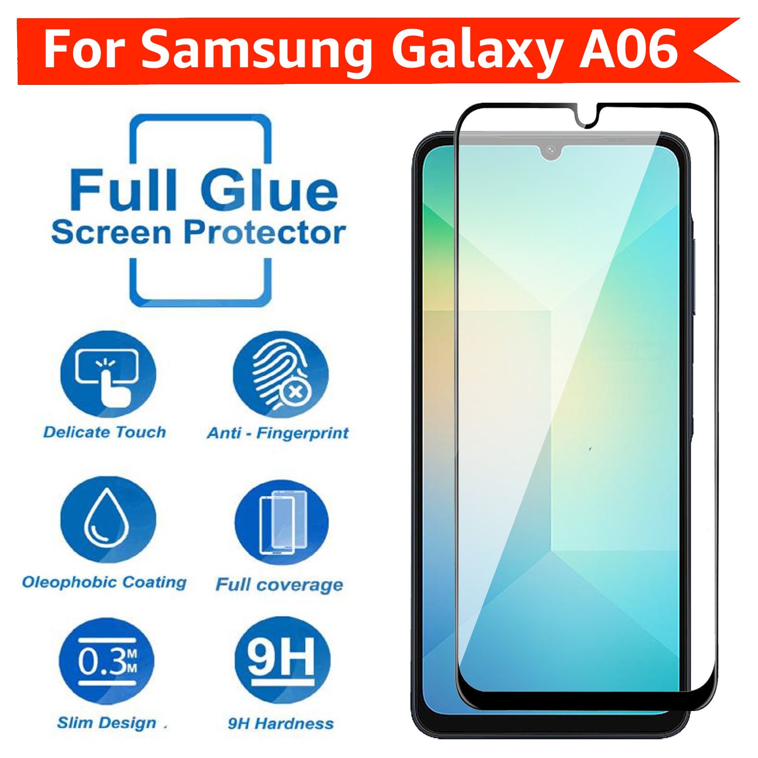 Tempered Glass for Samsung Galaxy A06 / M06 / F06 (Black) Edge to Edge, Pack of 1
