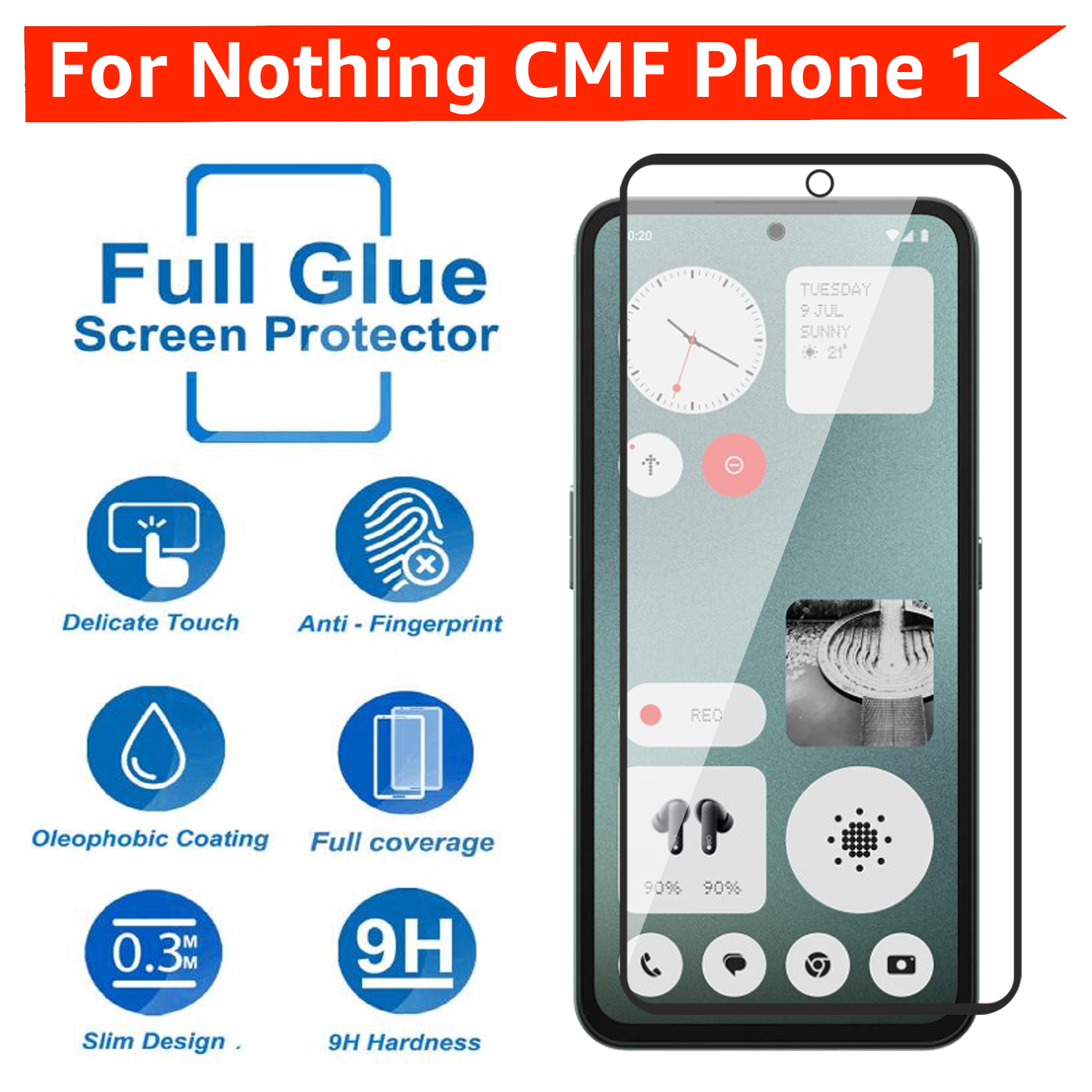 Tempered Glass for Nothing CMF Phone 1 (Black) Edge to Edge , Pack of 1
