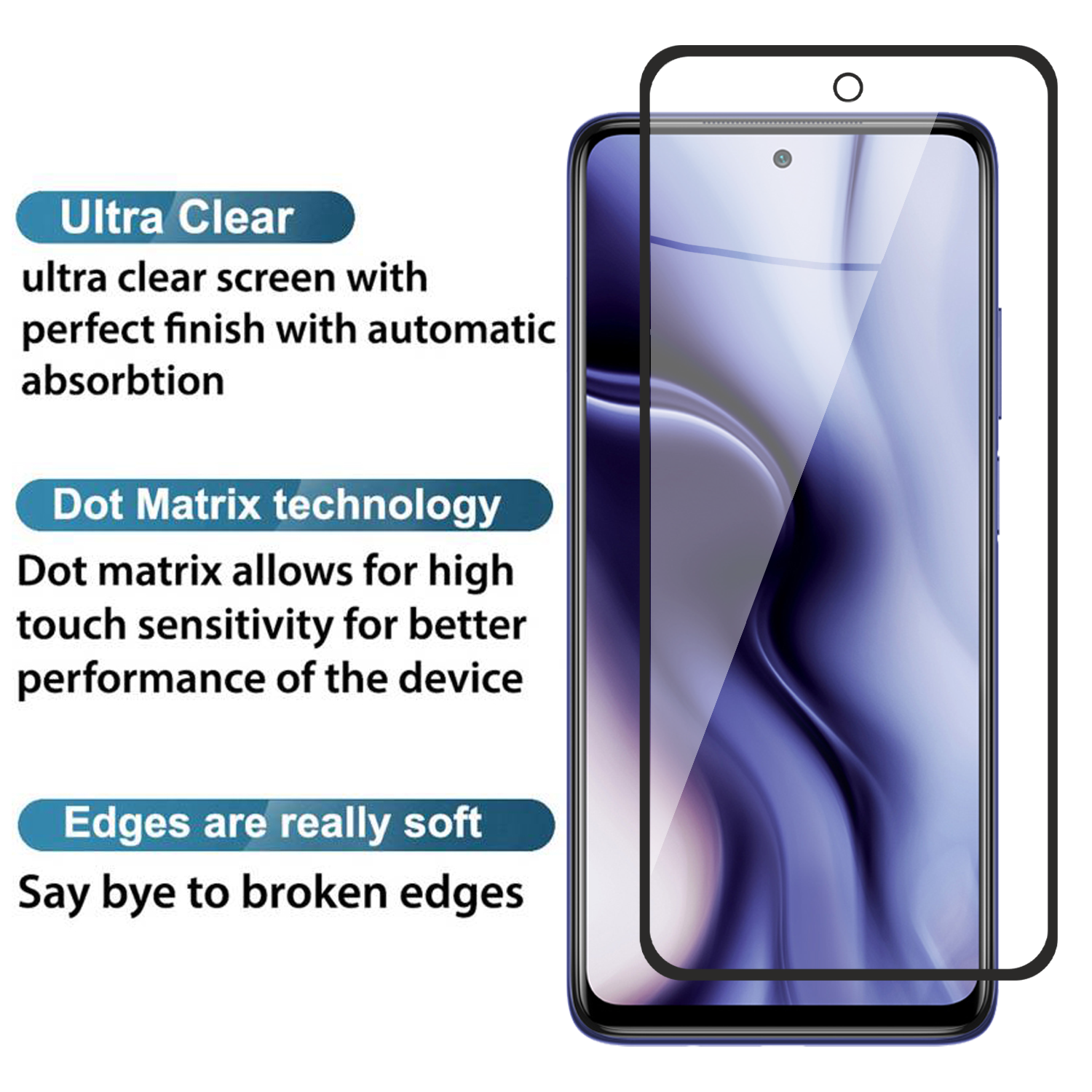 Tempered Glass for Xiaomi Mi 10i / Poco X3 / Poco X3 Pro (Black) Edge to Edge , Pack of 1