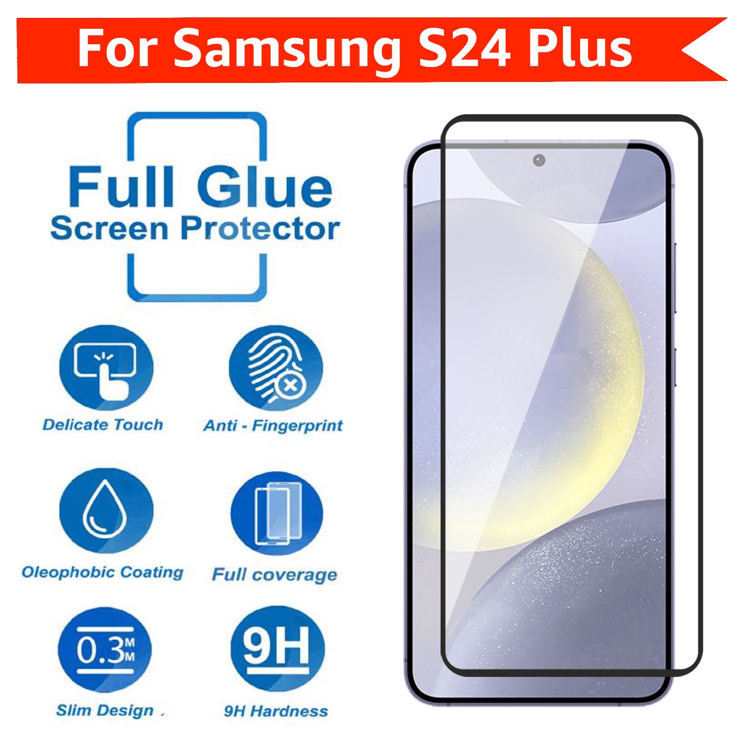 Tempered Glass for Samsung Galaxy S24 Plus / S25 Plus (Black) Edge to Edge , Pack of 1 ( No Guarantee for Finger Print )