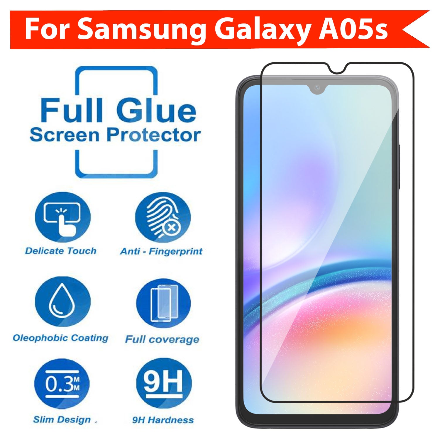 Tempered Glass for Samsung Galaxy A05s (Black) Edge to Edge , Pack of 1